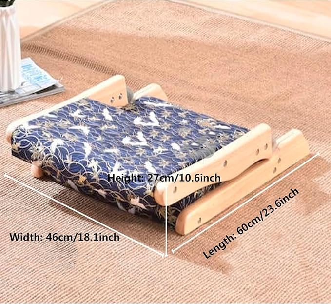 BTZHY Floor Chair Floor Chair Tatami Meditation Yoga Chair Foldable Indoor Outdoor Chair with Backrest Rubber Wood Legless Back Chair(N)