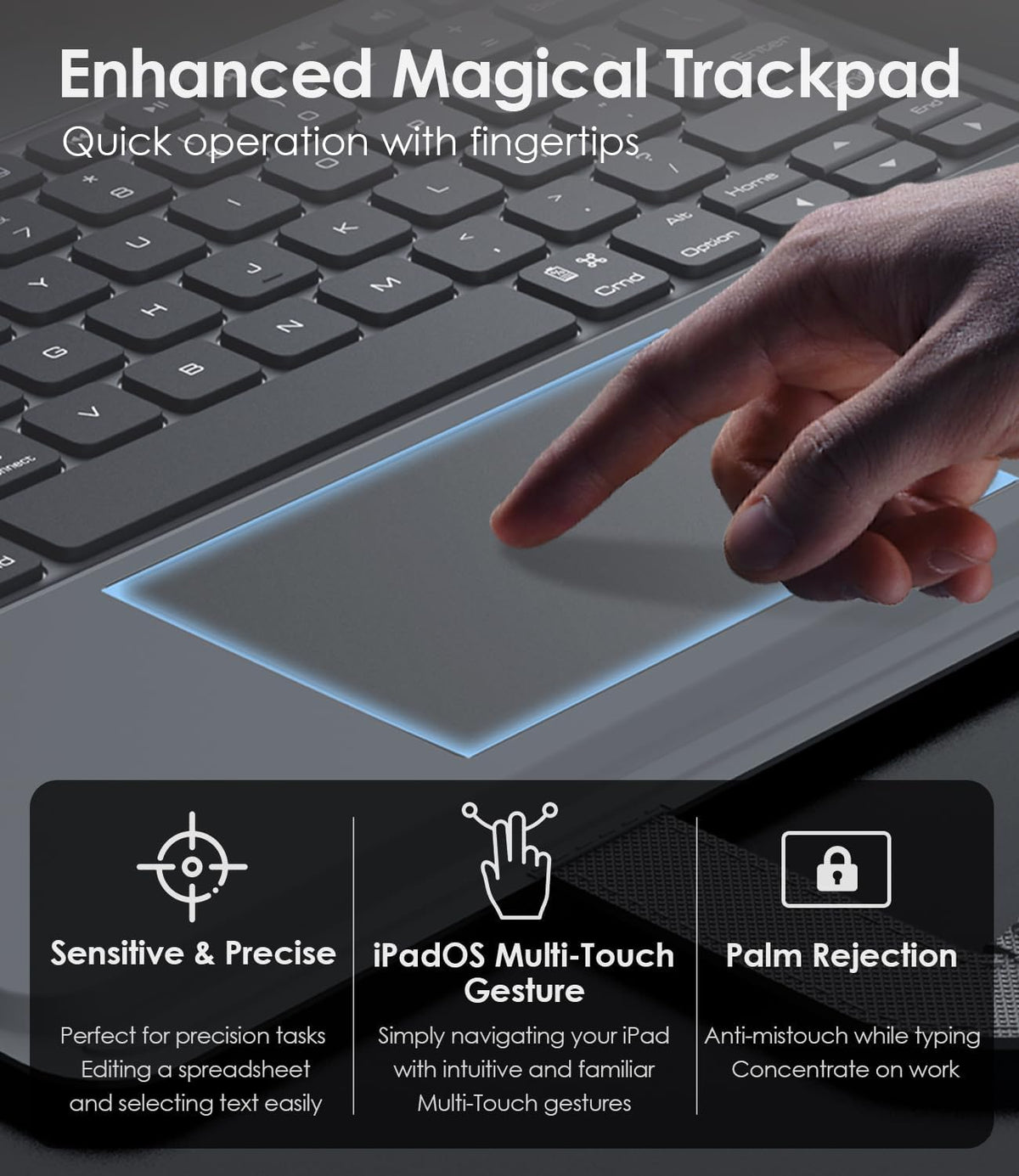 Nillkin Carry Go Keyboard Case for iPad Air 13 inch (M3/M2) with Handle, iPad Pro 12.9 (3rd/4th/5th/6th Gen) Rugged Case with Detachable Keyboard, Magic Trackpad, 7 Colors Backlit, Camera Cover, Gray