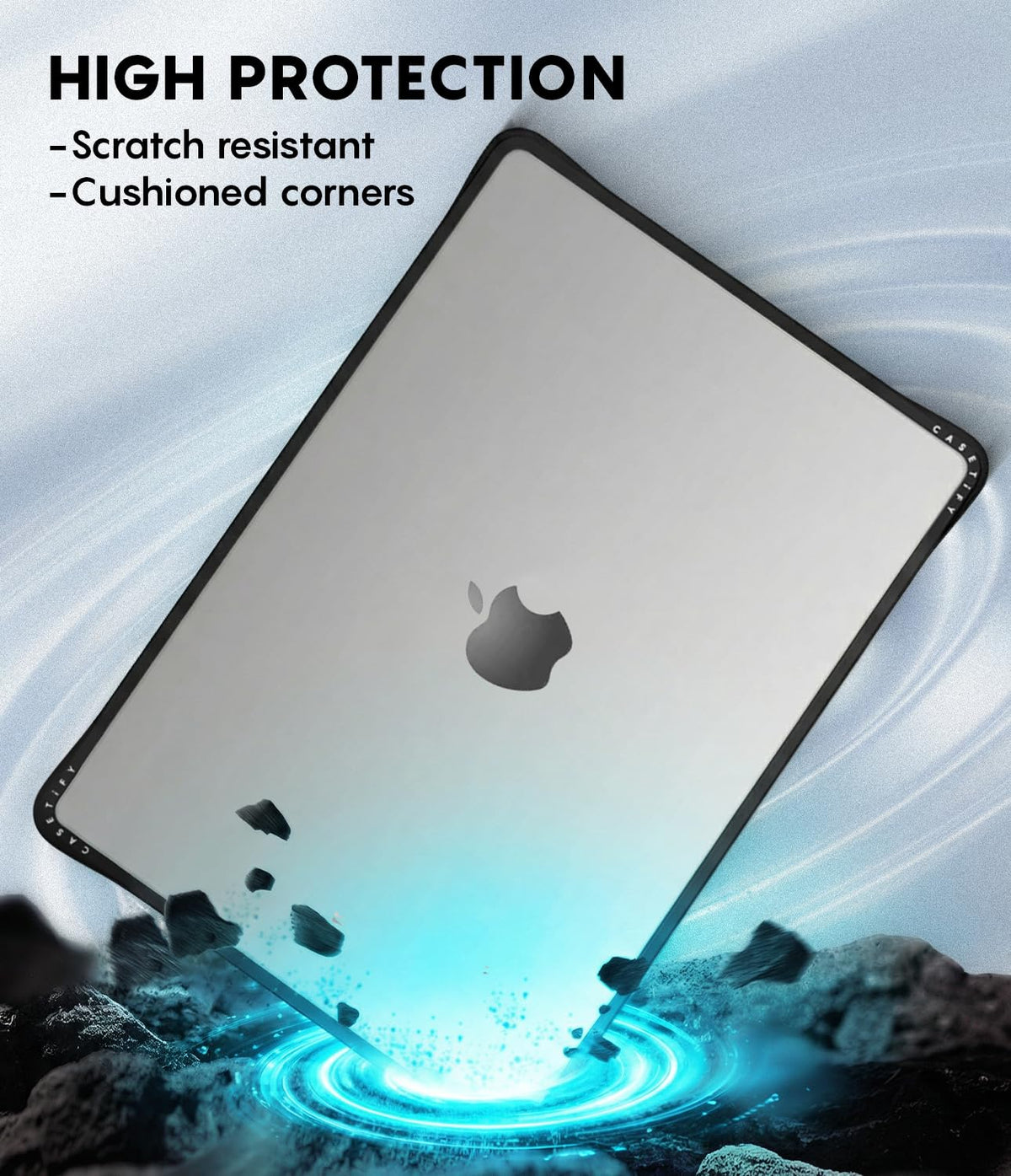 CASETiFY Impact MacBook Air 13.6" (M2-M5) Case [Cushioned Impact Corners/Scratch-Resistant/Anti-Slip Grip] - Eleanor - Clear Black