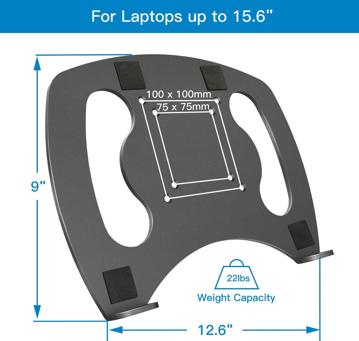 HUANUO 100x100 mm M4 22lbs Laptop Tray Steel Notebook Holder for Monitor VESA Mount Stand Fits VESA Mounting Holes