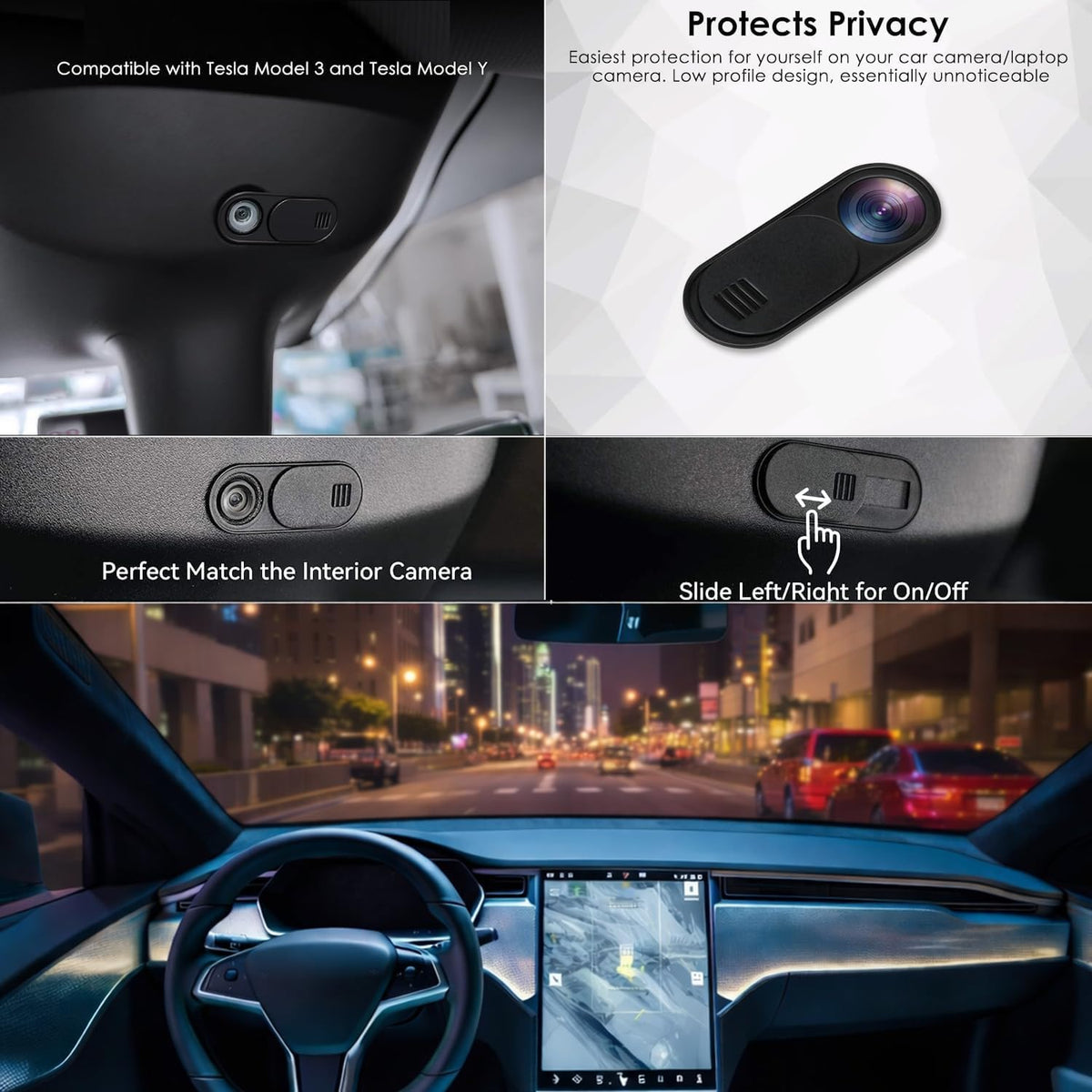 12 3/Y PCS Ultra-Thin Webcam Cover Slide for Laptop iPhone iPad MacBook Pro Computer iMac Cell Phone(Tesla Model