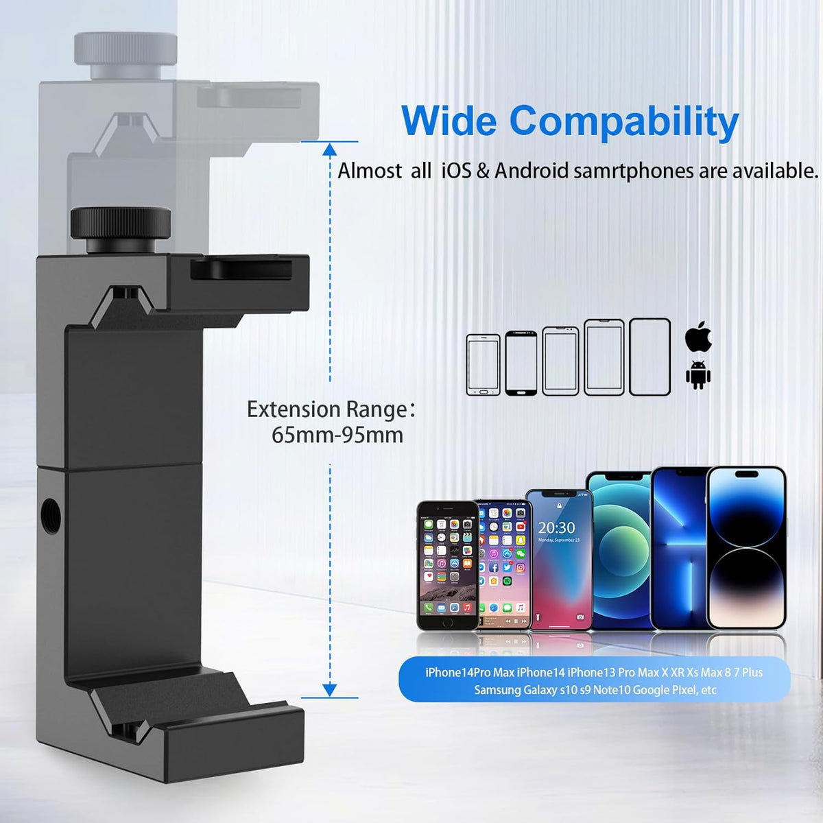 ULANZI ST-02S Aluminum Phone Tripod Mount w Cold Shoe Mount, Support Vertical and Horizontal, Universal Metal Adjustable Clamp for iPhone 12 11 Pro Xs X Max 8 7 Plus Samsung Android Smartphones
