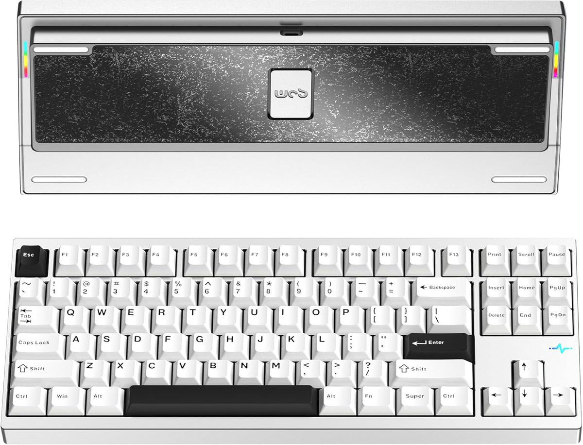 KEEBMONKEY WOBKEY Crush 80 Reboot CNC Aluminum 5-Second Quick-Release Triple-Mode Connectivity Mechanical Keyboard with Superior Acoustics (Pro Silver)