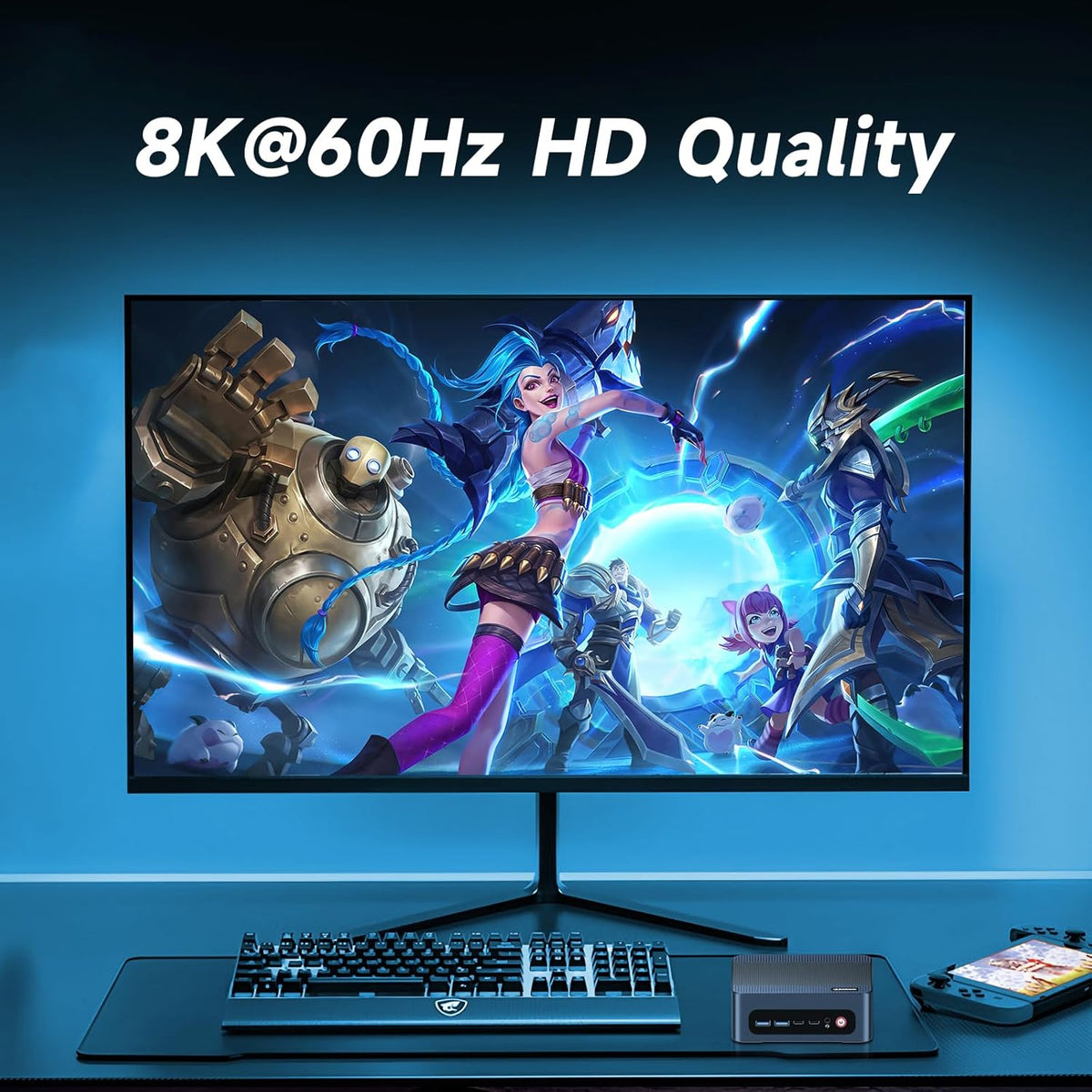 Reatan A8 Mini PC AMD Ryzen 7 8745H 32GB RAM DDR5 1TB SSD (3 Year After-Sale Support) 8C/16T，up to 8K Quad-Screen Displays, WiFi 6E, OCuLink Mini Computers for Gaming Home Theater Office Business