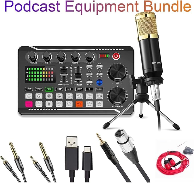 F998 Podcast Equipment Bundle, SINWE Condenser Microphone with Audio Mixer