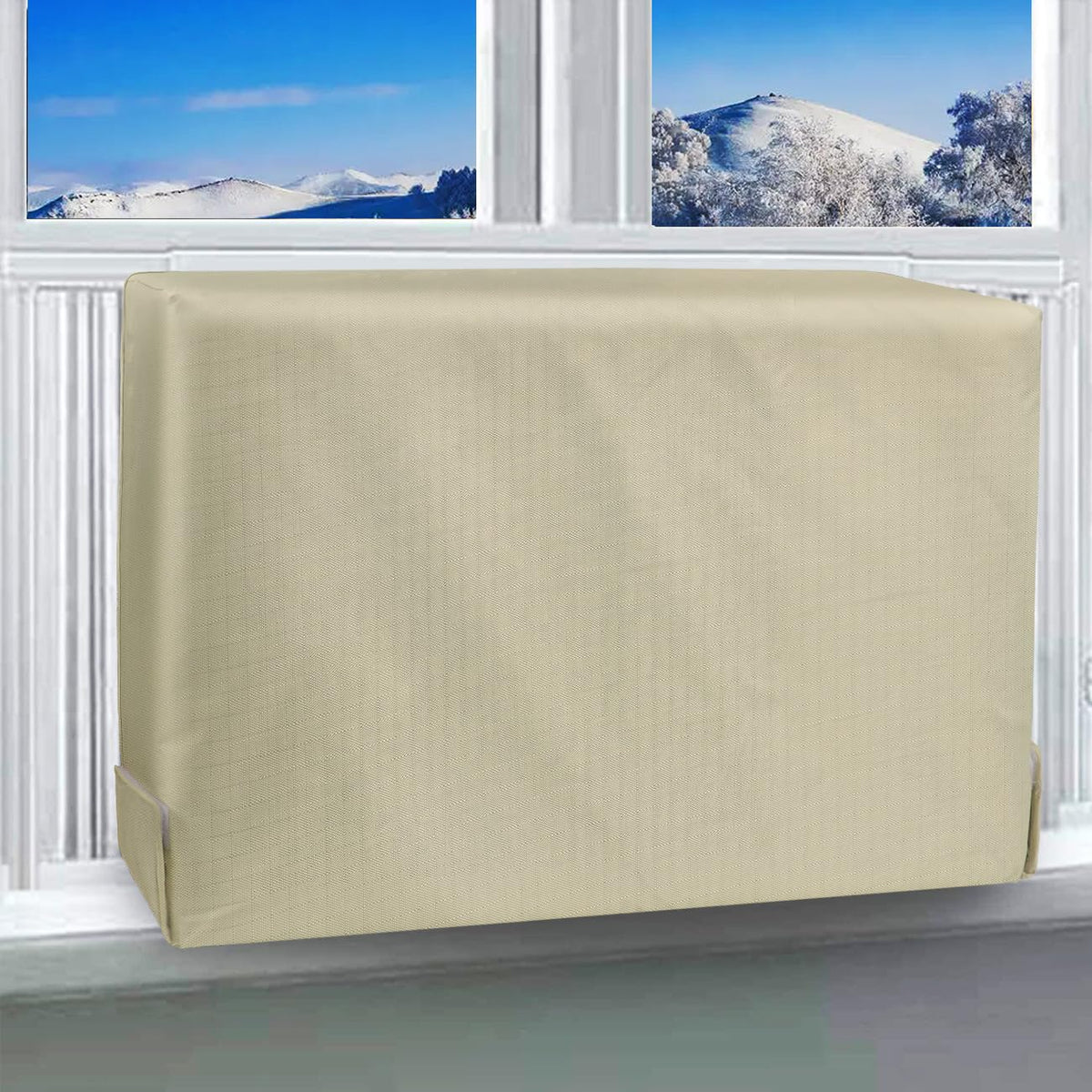 Waterproof Insulated Indoor Air Conditioner Cover for Inside Window AC Unit, 17Wx 13Hx 3.5D- Beige