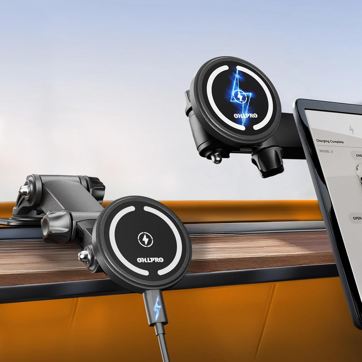OHLPRO for MagSafe Car Mount for iPhone 16 15 14 Pro Max, 15W Fast Charging Phone Holder, Magnetic Car Charger Accessories, 360° Rotation, Adhesive Base for Tesla, Gift for Men Women, Black