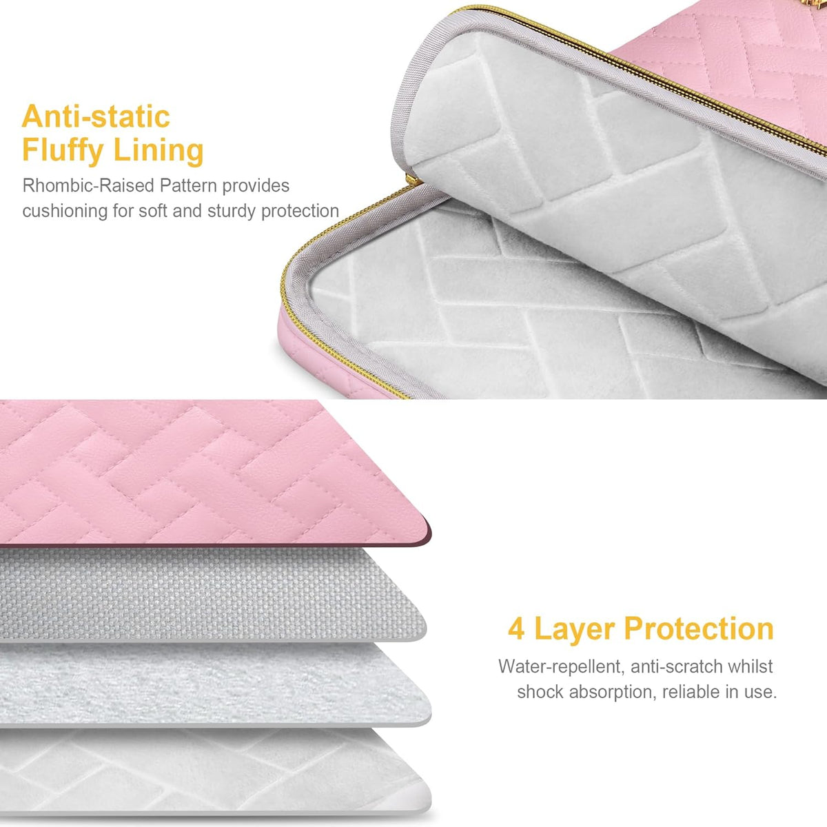 Lacdo Laptop Sleeve Case for 15 inch New MacBook Air M4 A3241 2025, M3 A3114, M2 A2941 2024-2023, 15 inch MacBook Pro A1990 A1707, Dell XPS 15 Plus Computer Bag with Accessory Pocket, Sakura Pink