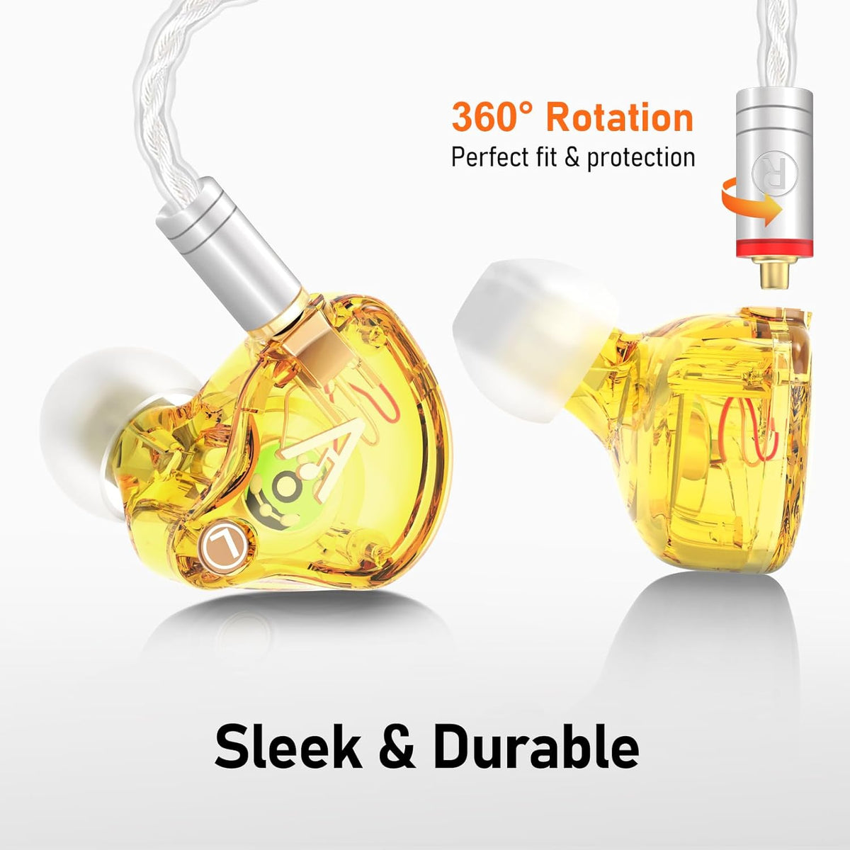 Vibes 202ML Wired Earbuds - HiFi in Ear Headphones - Noise-Isolating Ear Buds w/ Mic - Clear Sound, Deep Bass, Comfort-Fit Earphones - MMCX–Lightning for iPhone 5–14, Silver Plated Cord, Carrying Case