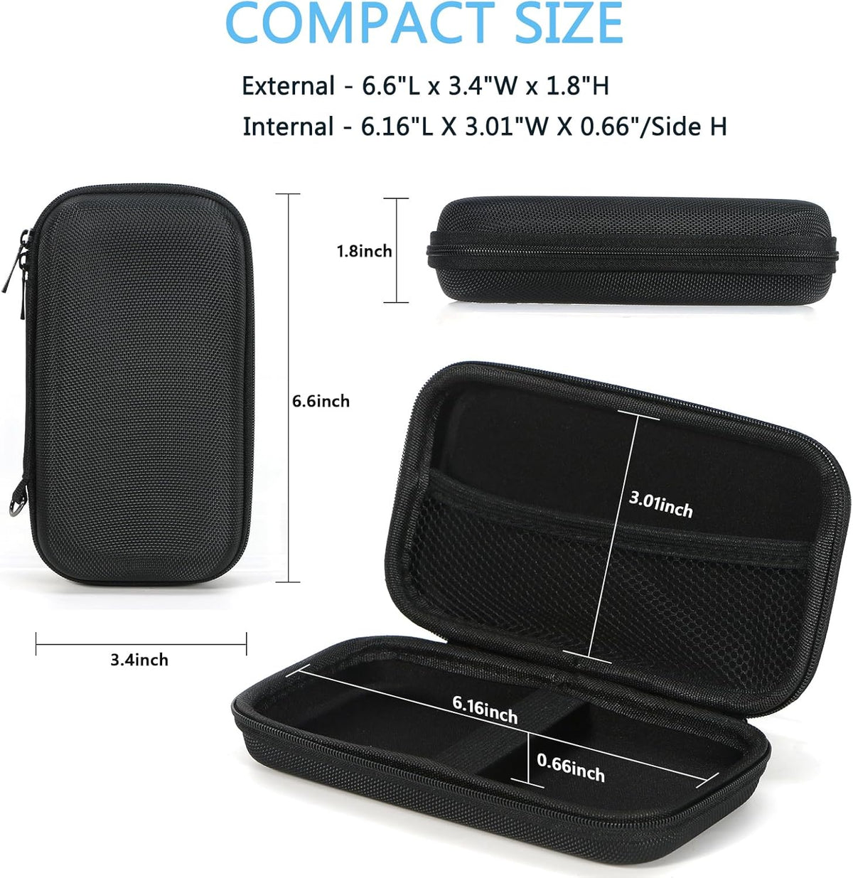 GLCON Portable Protection Hard EVA Case for External Battery,Cell Phone,GPS,Hard Drive,USB Charging Cable,Carrying Bag