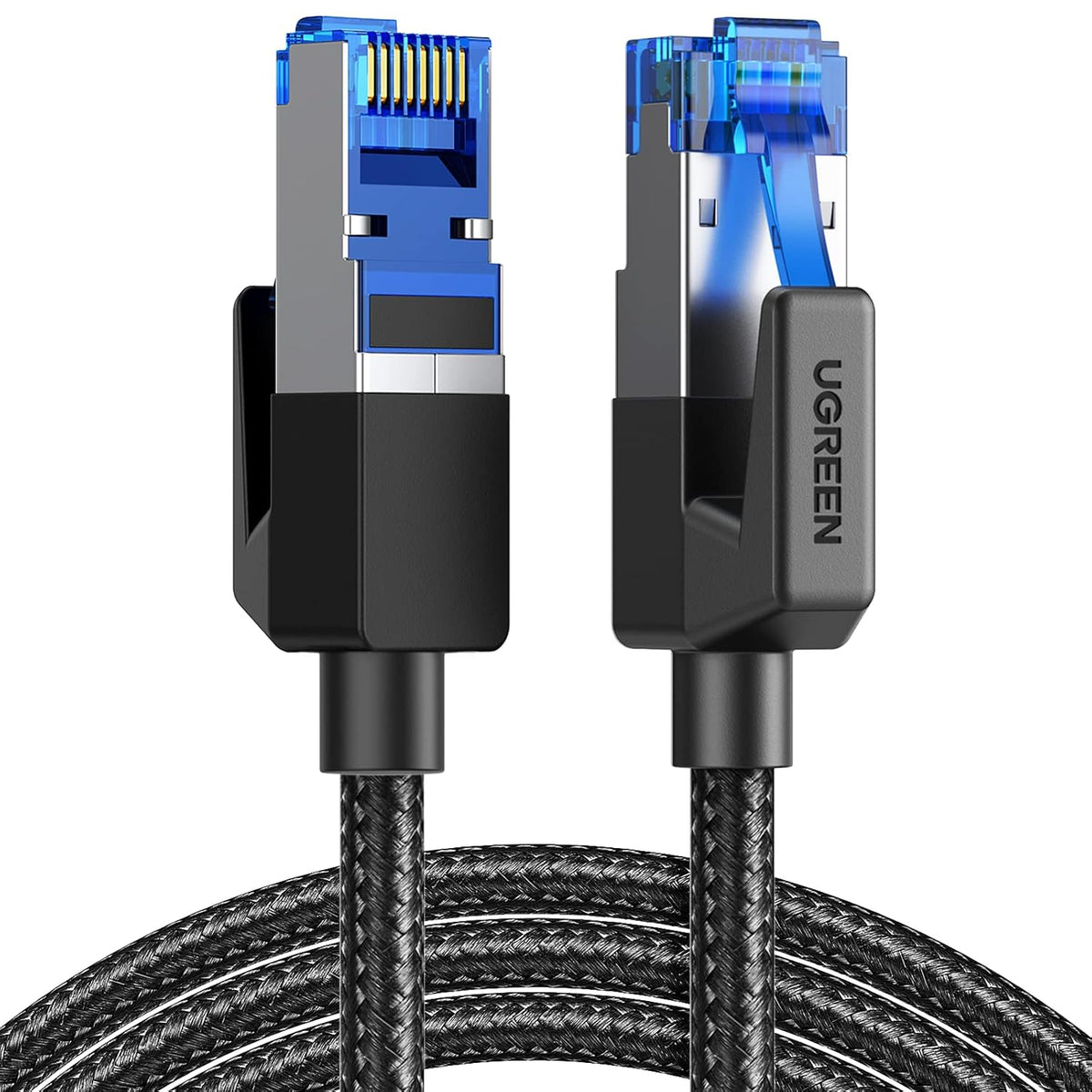 8 15FT, 40Gbps 2000Mhz Cat8 RJ45 PS5 PS4 PS3 15FT UGREEN Cat Ethernet Cable High Speed Braided Network Cord Shielded