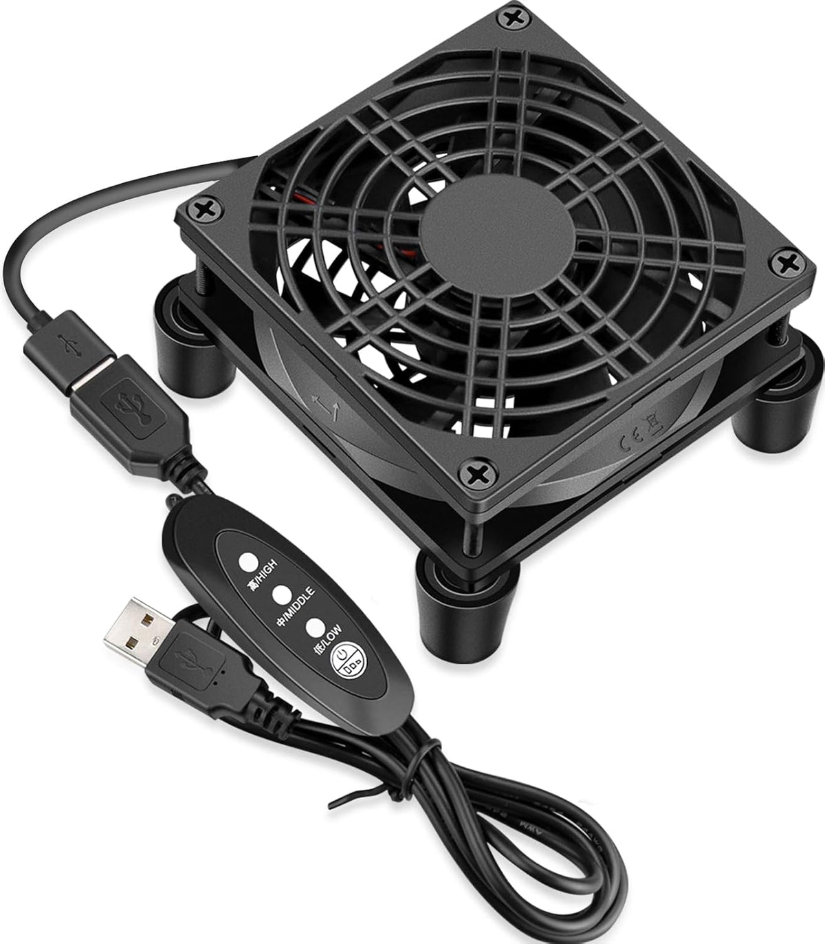 92mm 3 5V GDSTIME Small Router Fan Cooler with L/M/H Speed Controller, DC USB Powered Case Cooling Fans for Xbox Modem