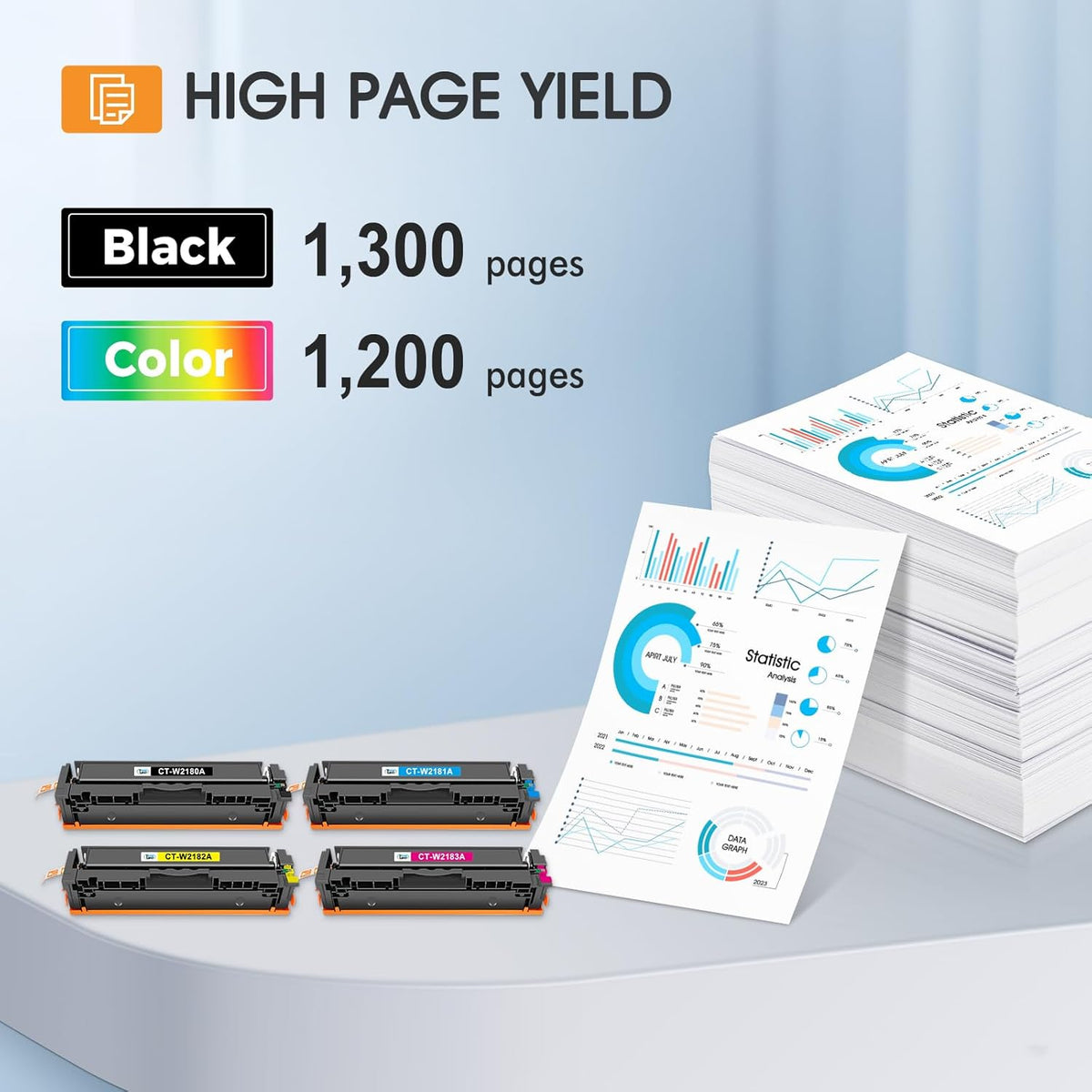 218A 218X Toner Cartridges 4 Pack 3301fdw with Chip Compatible Replacement for HP 218A 218X Color Laserjet Pro MFP 3301cdw 3201dw 3301sdw Printer High Yield Ink Set W2180A (Black Cyan Yellow Magenta)