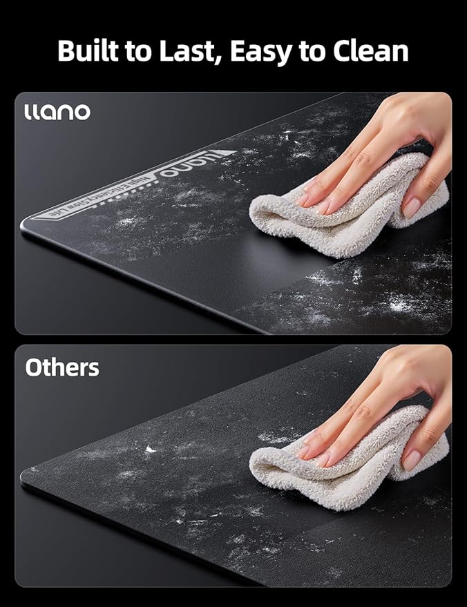 llano MP001 Tempered Glass Gaming Mousepad for FPS Gamers 13.8x11.8 Mouse Mat Ultra-Smooth 0.85μm Micro-Etched Surface 3mm Thick Non-Slip Base Compatible with Viper/G502 Large 350mm *300mm