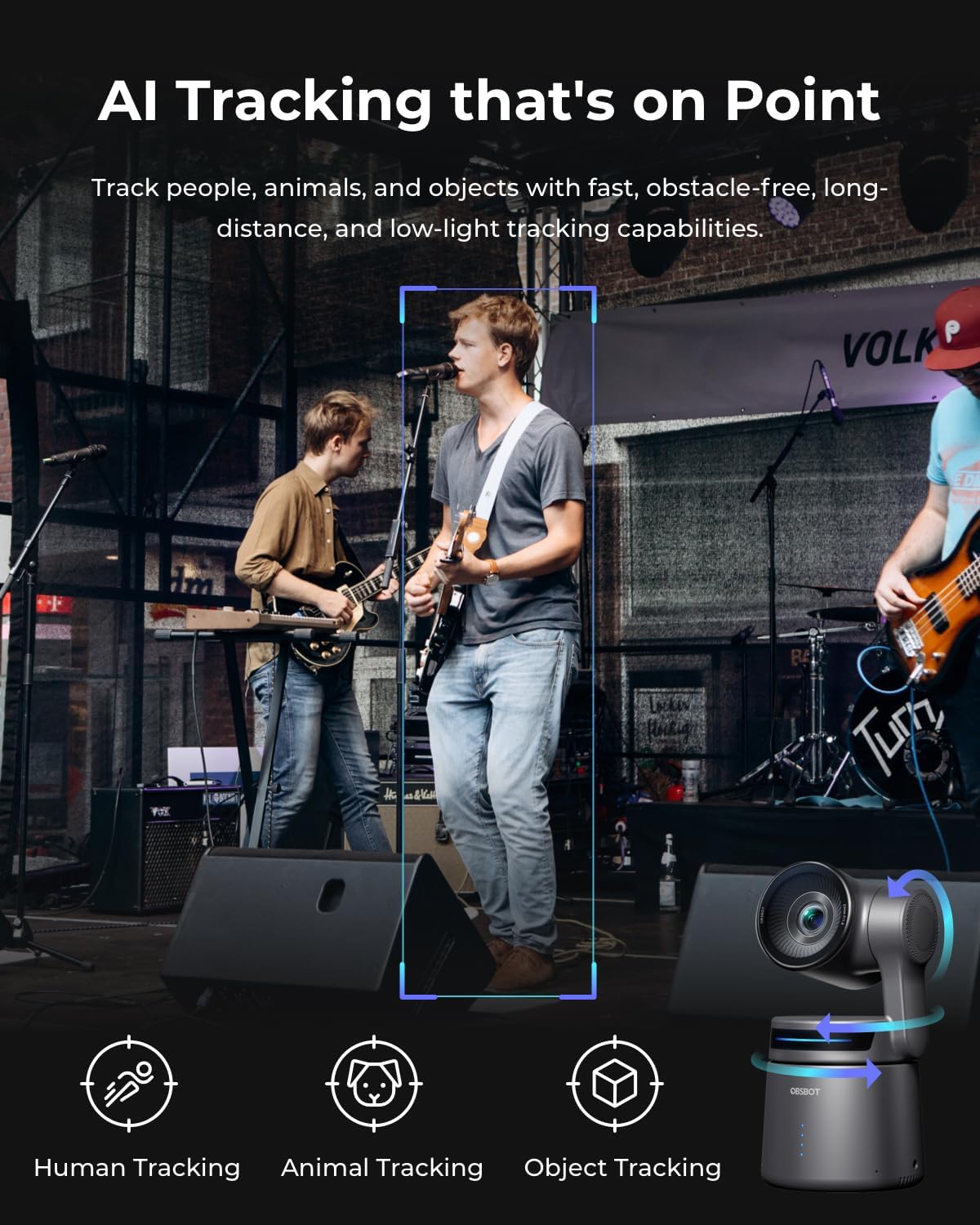 OBSBOT Tail Air & Smart Remote Combo, Streaming Camera with AI Tracking PTZ, Intelligent APP, Gesture Control, HDMI/USB-C/Wireless Webcam, Video Cameras for Filming, Worship, Content Creator, etc.