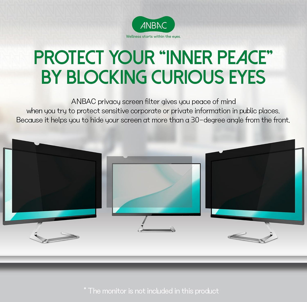 22 Inch Desktop Privacy Screen Shield for 16:10 Wide Monitor - Anti Glare Computer Privacy Screen Cover | Blue Light Blocking Screen Protector | Scratch Resistant UV Filter | Attachment Type
