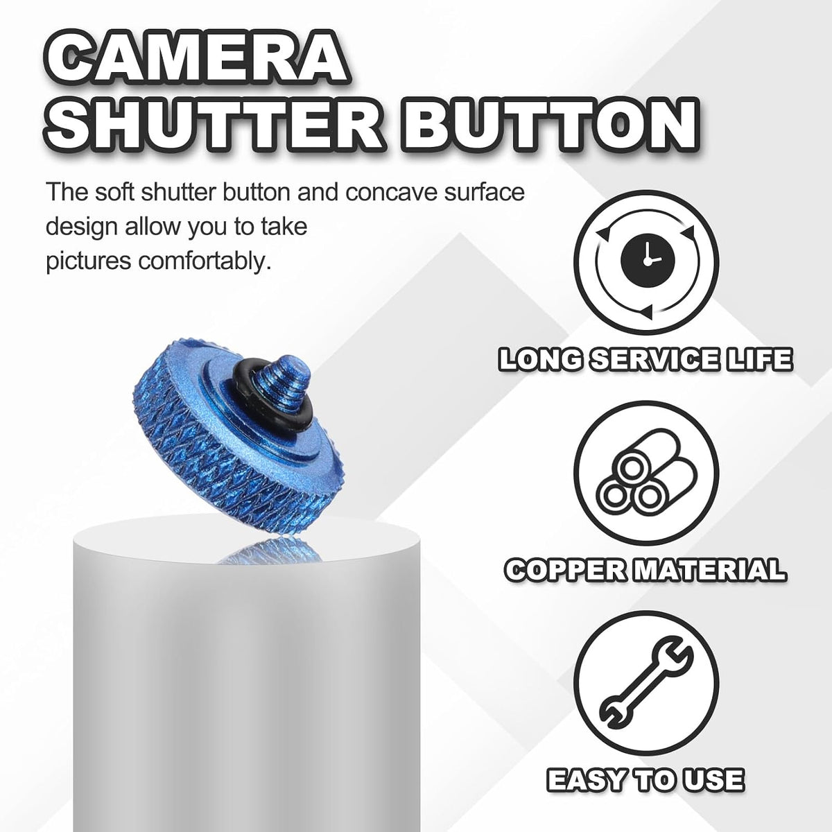 2 Pack 12mm PATIKIL Camera Shutter Button, Concave Surface Shutter Release Buttons Pure Copper Camera Button for Nikon