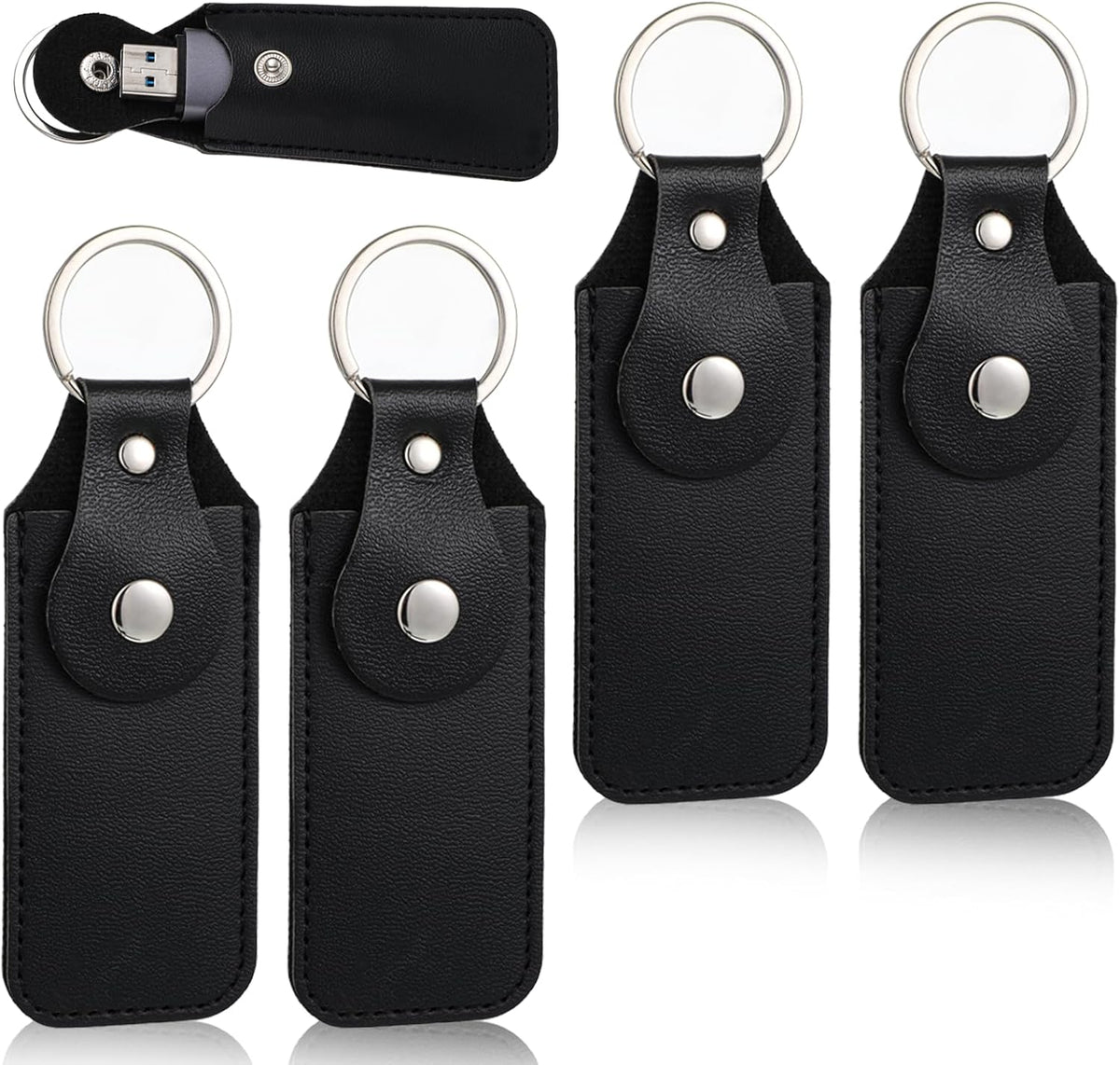 Gtziqa 4 Pcs Flash Drive Case, Leather Anti Lost Thumb USB Flash Drive Holder USB Storage Cases Protective Cover Small