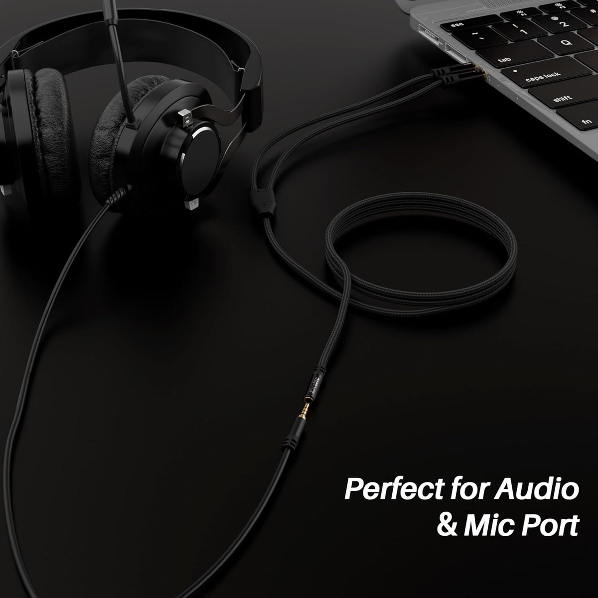 Headphone Splitter for Computer, 3.5mm Female to Dual 3.5mm Male Audio Splitter Cable, Stereo Jack Earphones Headset to PC Laptop Adapter, 1/8inch 2-in-1 Y Separator Aux Dongle Converters, 2FT