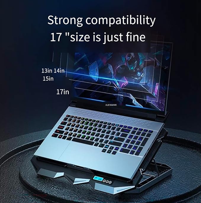Laptop Cooling pad for Hp Stream 11-aa000 x360 Gaming laptops Laptop Cooler with 4 Fans LCD Display Screen 4 Height 2 USB-A Port Laptop Stand