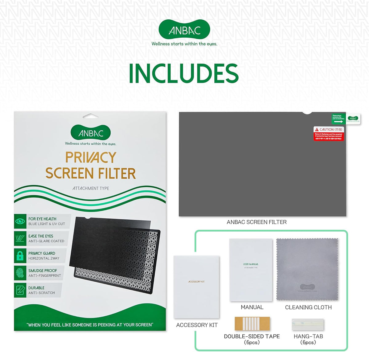 23.6 Inch Desktop Privacy Screen Shield for 16:9 Wide Monitor - Anti Glare Computer Privacy Screen Cover | Blue Light Blocking Screen Protector | Scratch Resistant UV Filter | Attachment Type