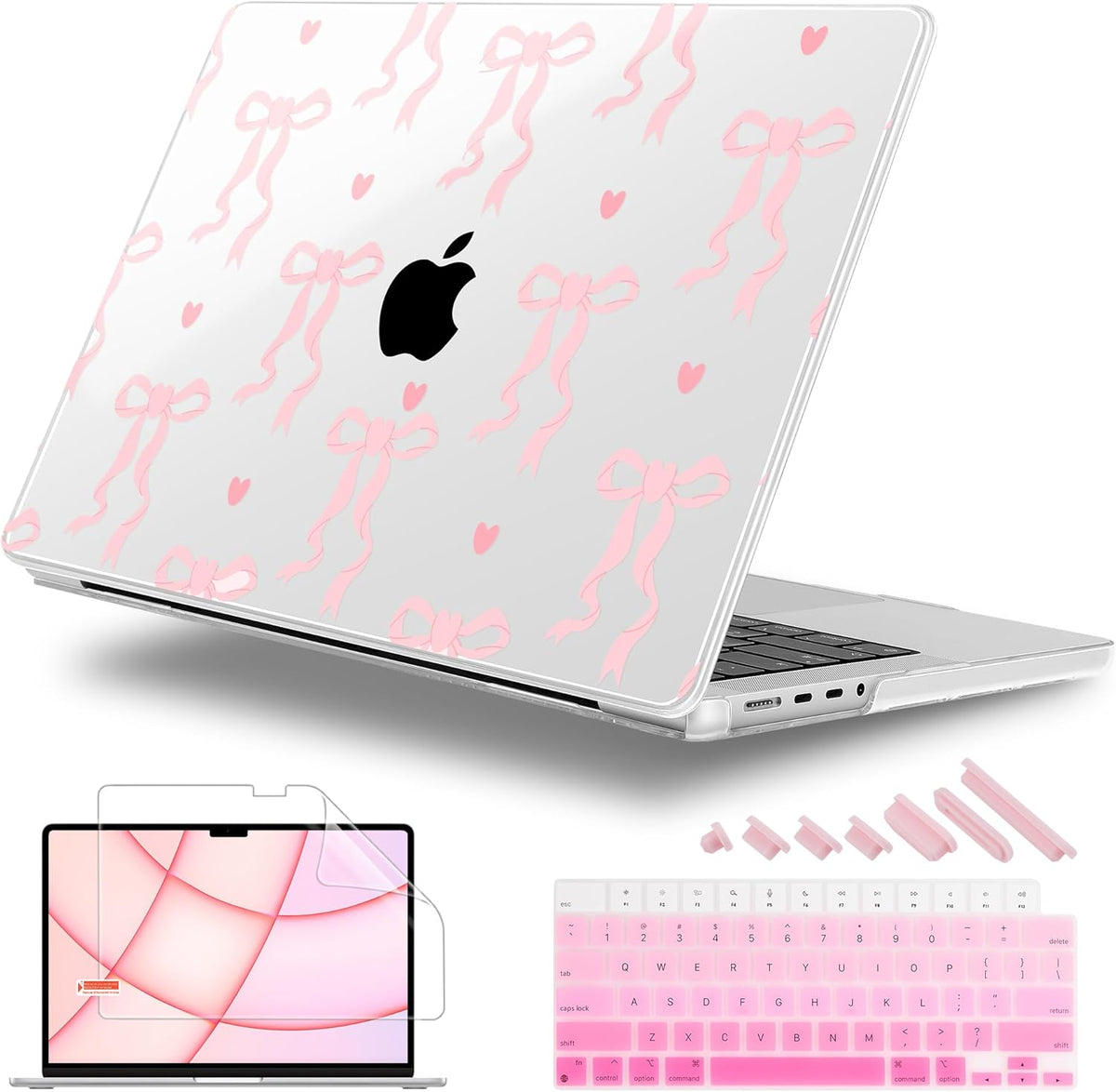 for MacBook Pro 16 inch Case 2021 2022 2023 2024 Release A3186 A3403 M4 A2991 M3 A2780 M2 A2485 M1 Pro/Max, Hard Shell Case with Screen Protector & Keyboard Cover, Bow