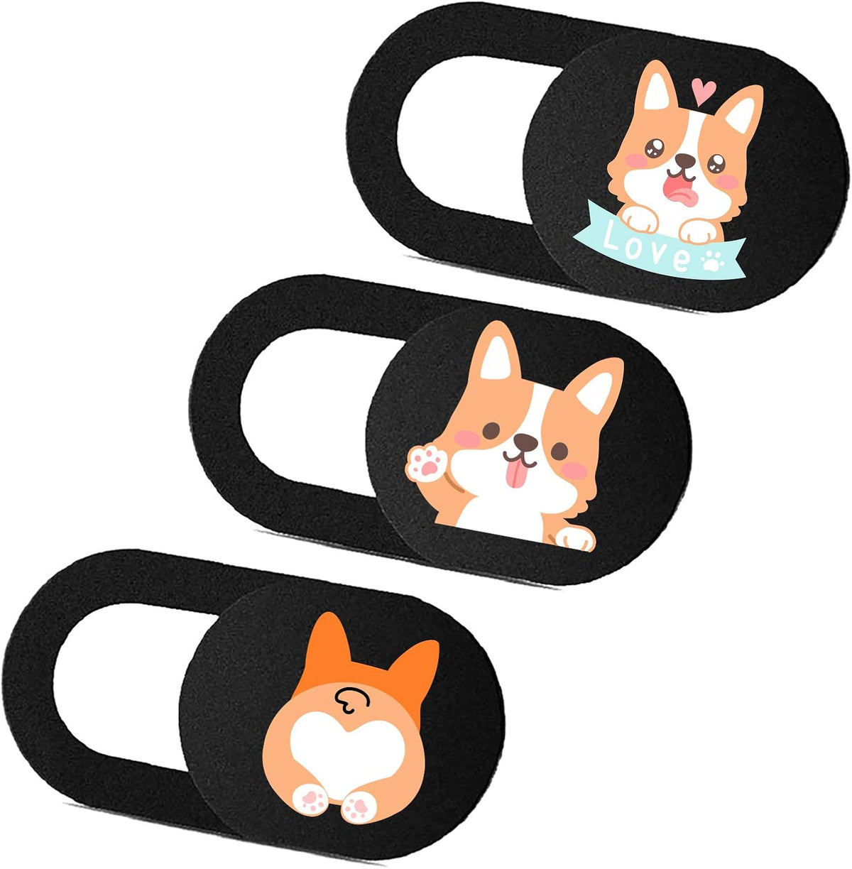 Laptop Camera Cover Slide 3 Pack Ultra Thin Slide Computer Webcam Covers for Echo Show, iPhone, iPad, Tablet, Chromebook, PC - Pug