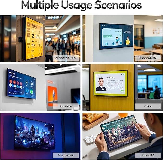 43 Multi-Touch Screen Industrial Monitor FHD 1080P Digital Signage Display for Advertising Reverse Control Laptop Wireless Screen Mirroring Built-in Speakers USB HDMI Ports