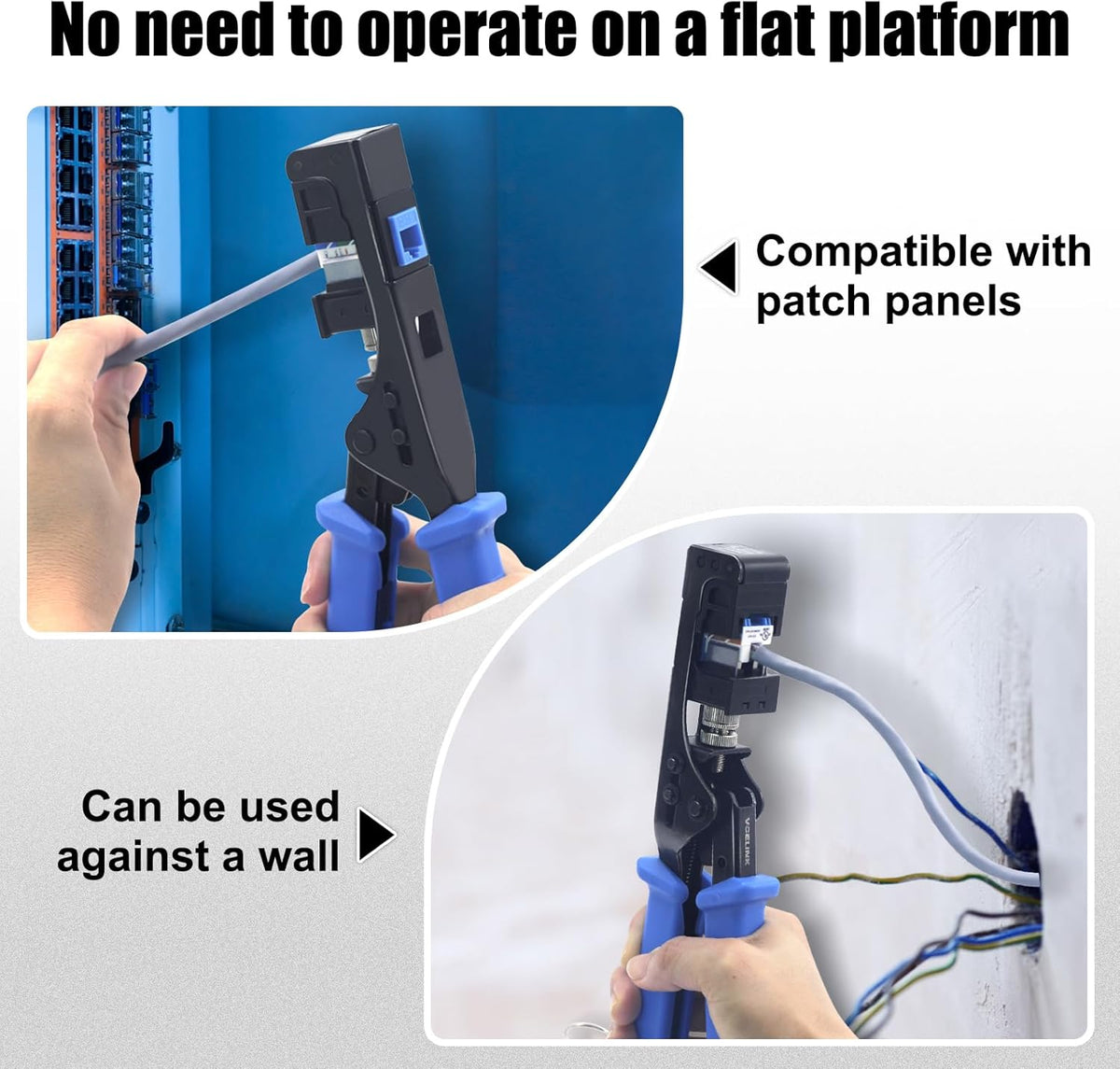 VCELINK Speed Termination Tool for VCE 90-Degree Keystone Jacks Punch Down Network Tool Kit with 20-Pack CAT6 Keystone Jacks UL-Listed, 25-Pack RJ45 Connectors, 1-Pack Mini Wire Stripper