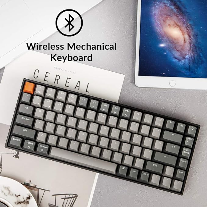 Keychron K2 75% Layout RGB Bluetooth Wireless Mechanical Keyboard with Keychron Super Red Switch/Anti Ghosting/N-Key Rollover Compact 84 Keys USB Wired Gaming Keyboard for Mac Windows-Version 2