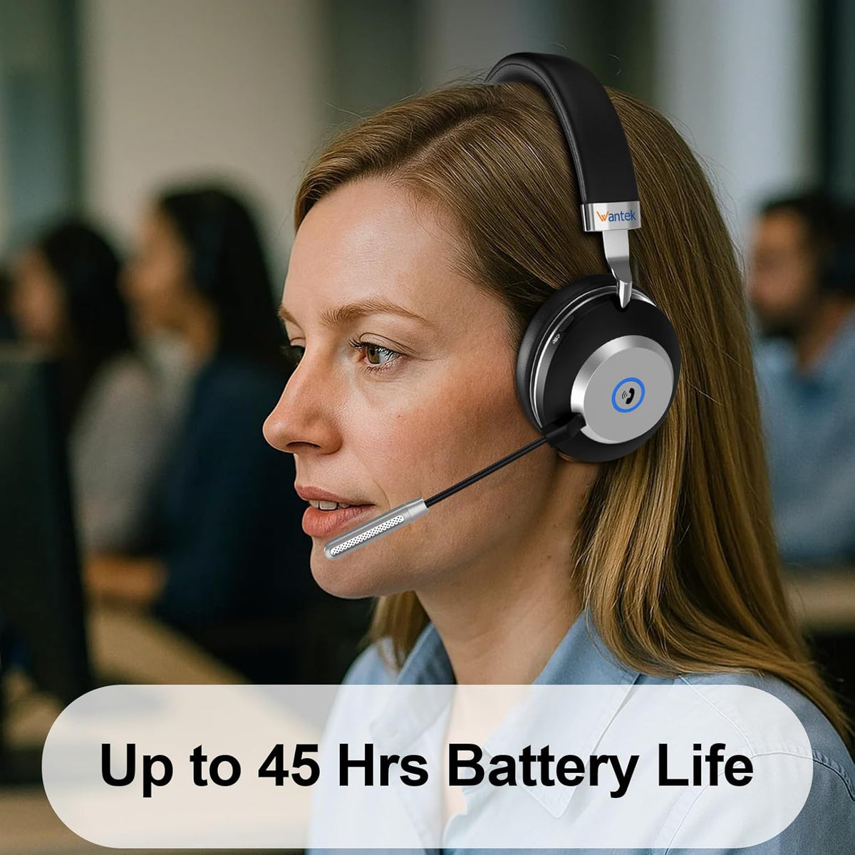 Wantek Wireless Headset with Microphone for PC/Laptop,USB Dongle&Noise Cancelling Mic, Bluetooth Headphones Compatible with Windows, MacOS, iOS, iPadOS, Android