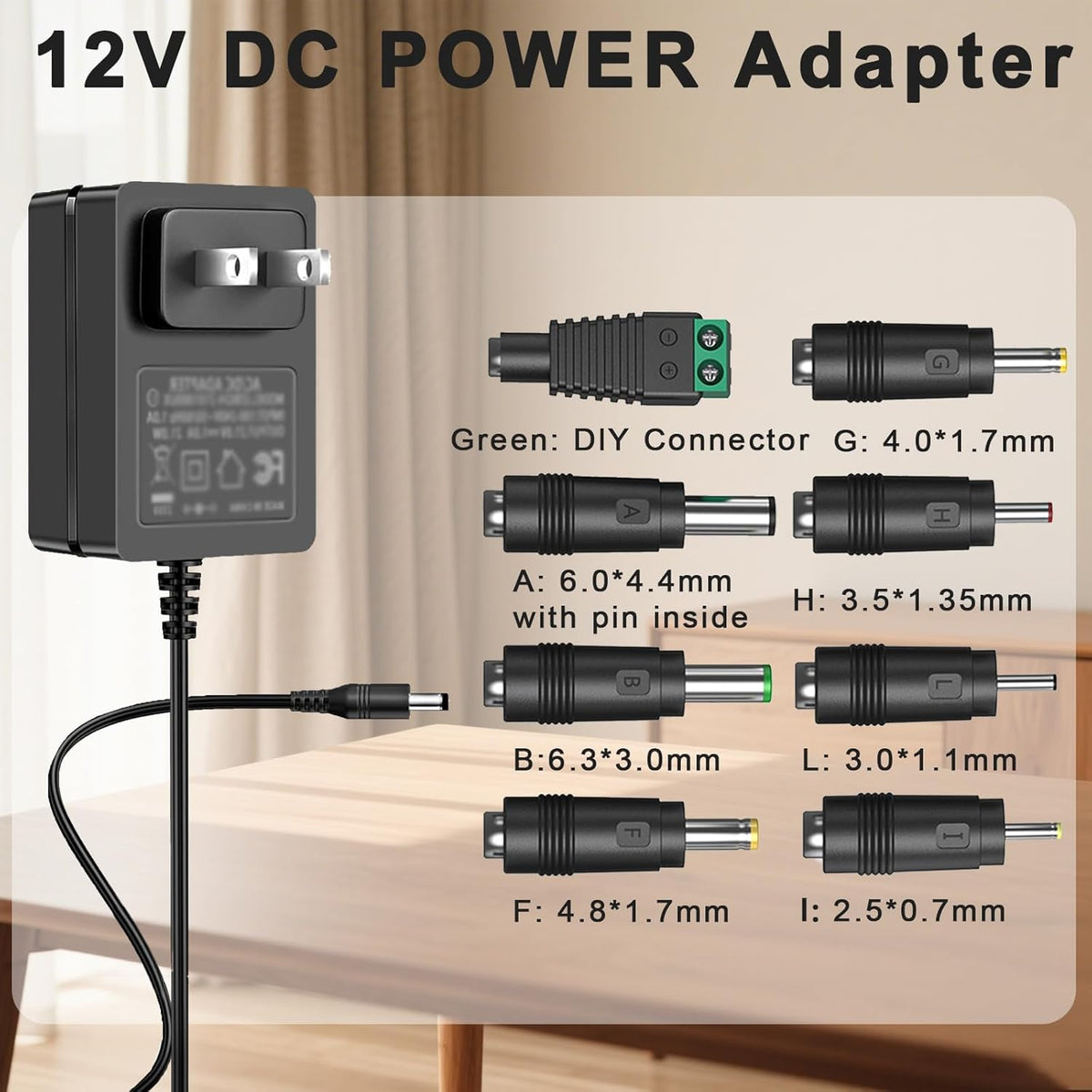 GGRD 12V 2A 8 12Volts 500mA-2000mA Power Supply AC Adapter Replacement with Tips, Universal Regulated Regulated Power