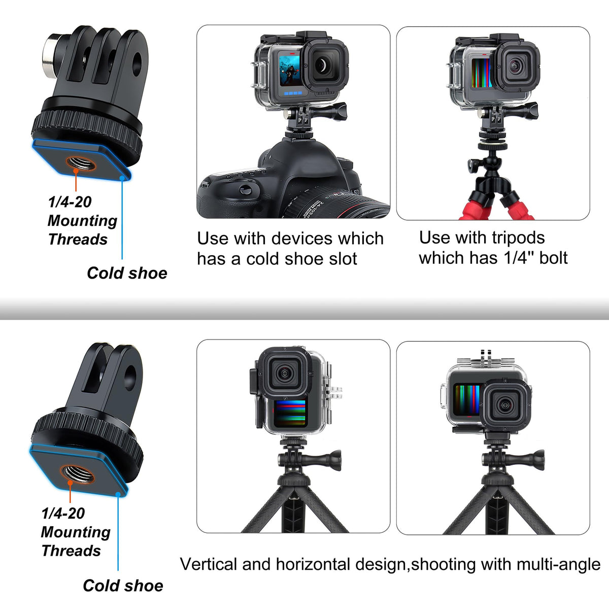 SOONSUN Waterproof Case with Dive Filters for GoPro Hero 13/12 / 11/10 / 9 Black, 196 Feet Underwater Protective Dive Housing Case with Red, Light