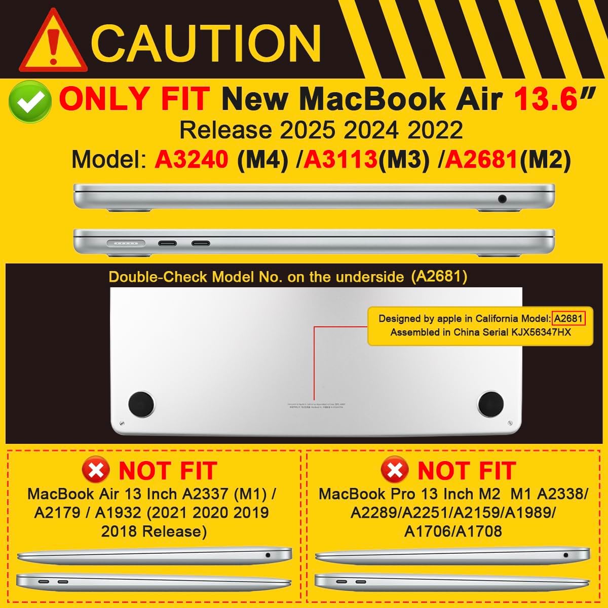 Batianda for M4 MacBook Air 13.6 inch Case 2025 2024 2022 Release Model A3240 A2681 M2 A3113 M3, Heavy Duty Shockproof Protective Hard Shell with Fold Kickstand & Keyboard Cover, Lavender Grey