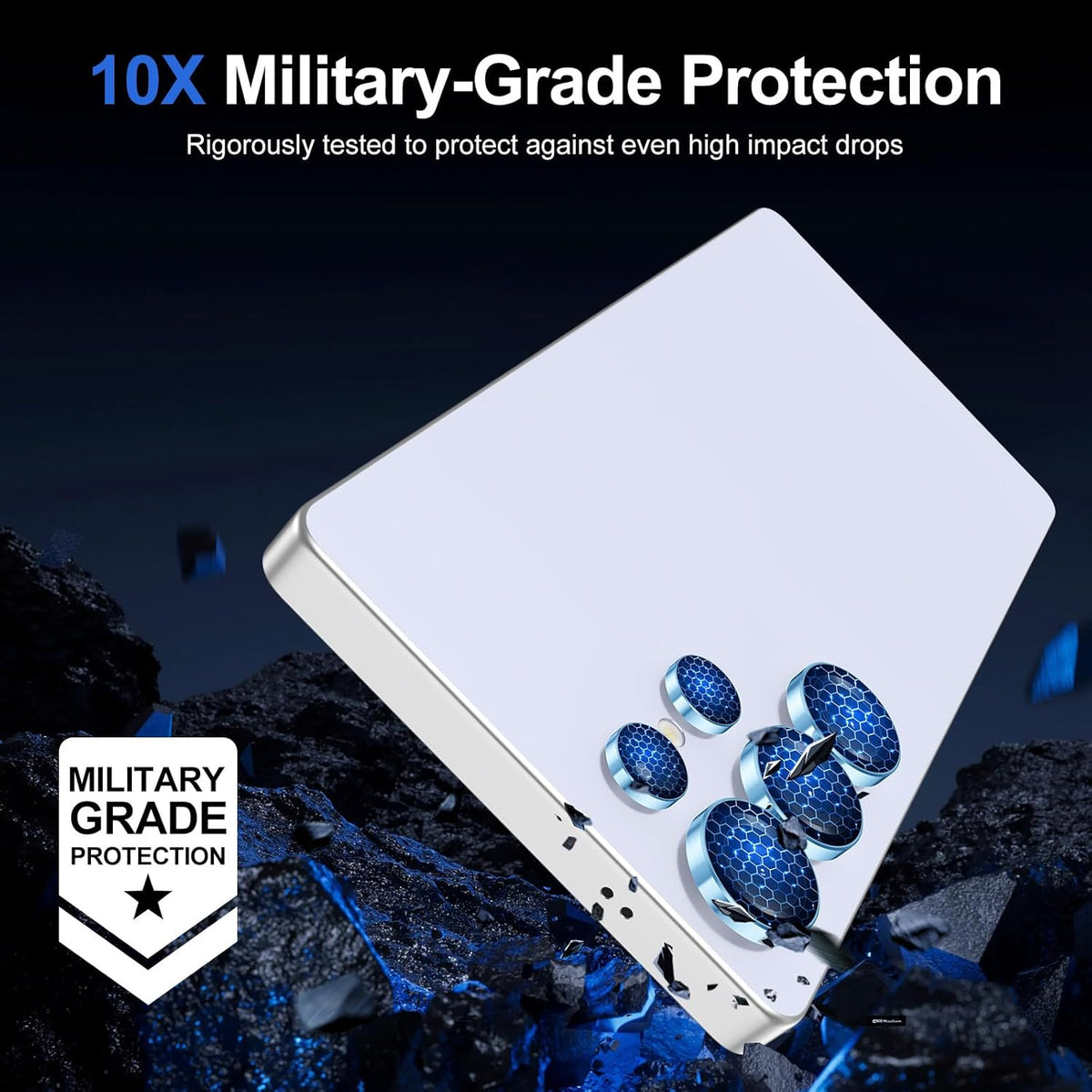 for Samsung Galaxy S25 Ultra Camera Lens Protector, Individual Metal Ring Tempered Glass Lens Cover, [Strong Adsorption] Scratch Resistant Ultra-Thin HD Clear Lens Cover, 1 Set-Blue Ring