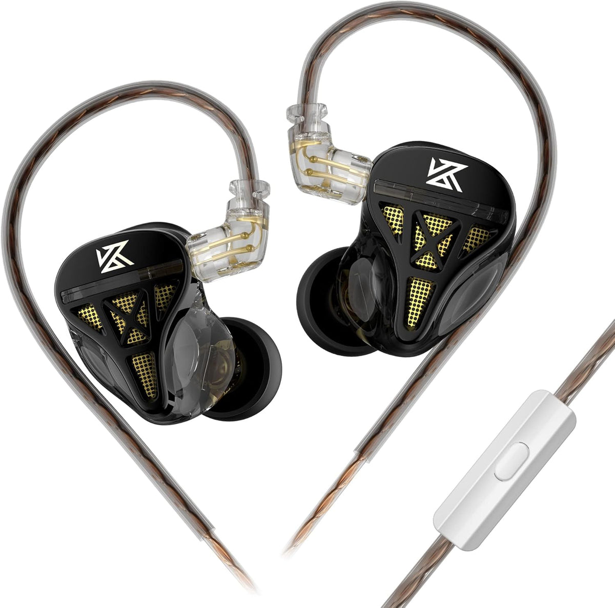 KZ DQS 1DD Earphones Wired in-Ear Headphones with Microphone Sound Isolating Earphones with Detailed Sound, Secure in-Ear Fit, Detachable Cable, Durable Quality for Audiophile Musician(Black,with Mic)