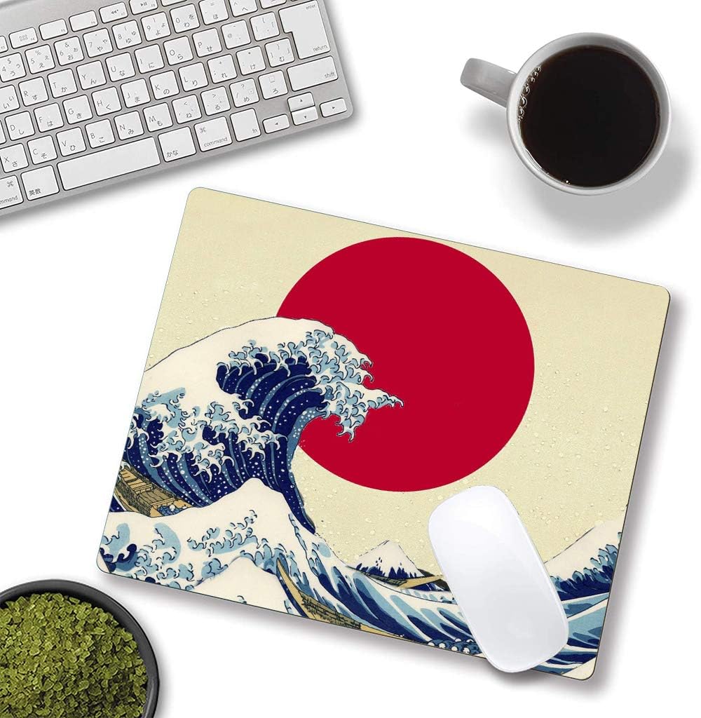 Gaming Mouse Pad,Japanese The Great Wave Off Kanagawa Mouse Pad Non-Slip Rubber Base Mouse Pads for Computers Laptop Office, 9.5"x7.9"x0.12" Inch(240mm x 200mm x 3mm)