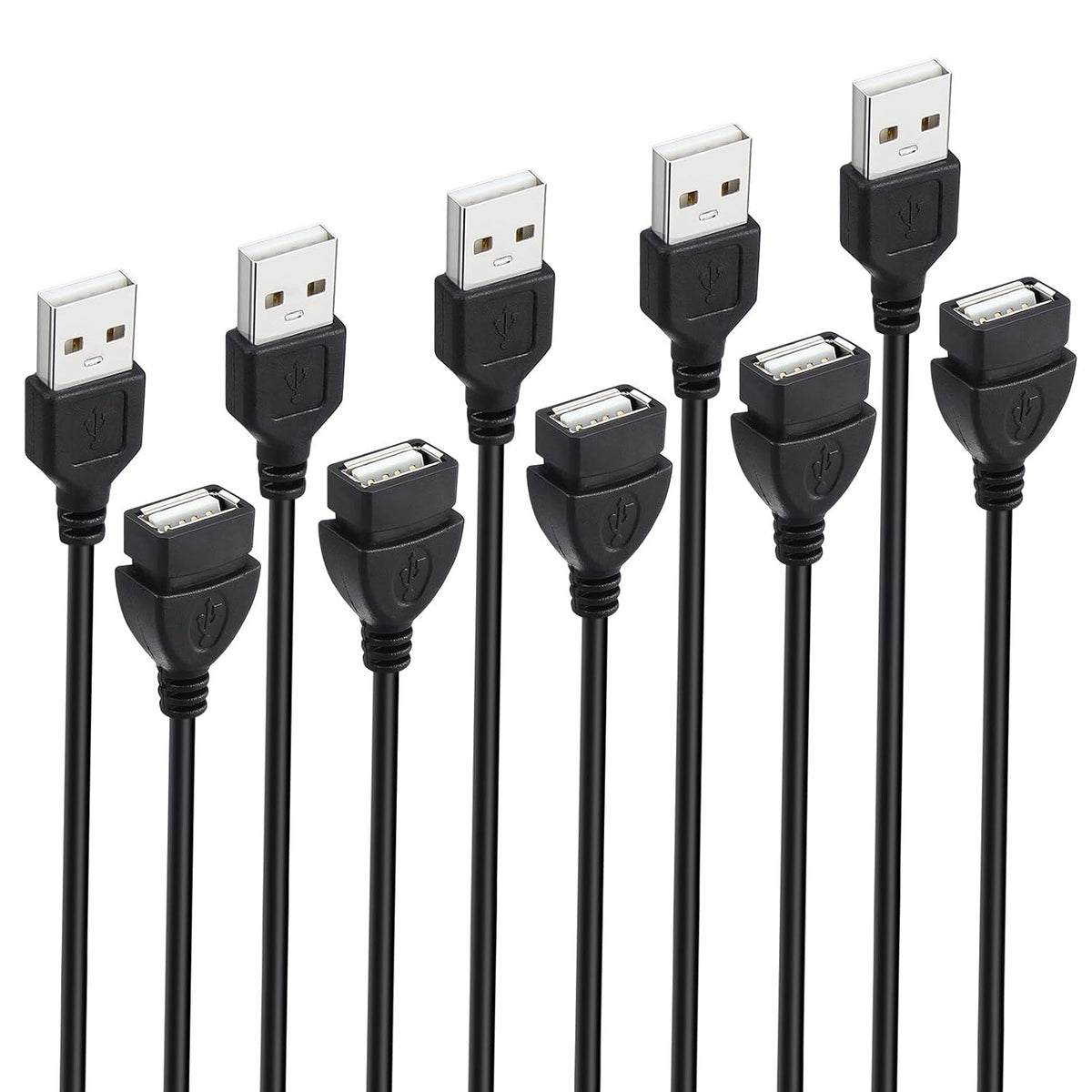 6 5-Pack, 2.0 Smays USB Extension Cable ft USB-A Male to Female Extender Cord Lot