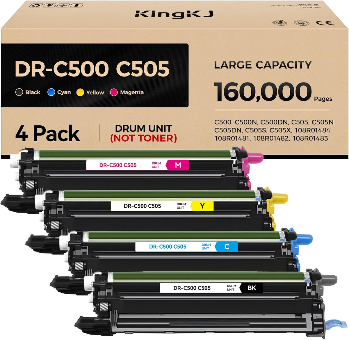 C500 C505 Drum Unit 4-Pack High Capacity Replacement for Xerox 108R01484 108R01481 108R01482 108R01483 Image-Drum Compatible for Xerox VersaLink C500 C500N C500DN C505 C505N C505DN C505S C505X Printer