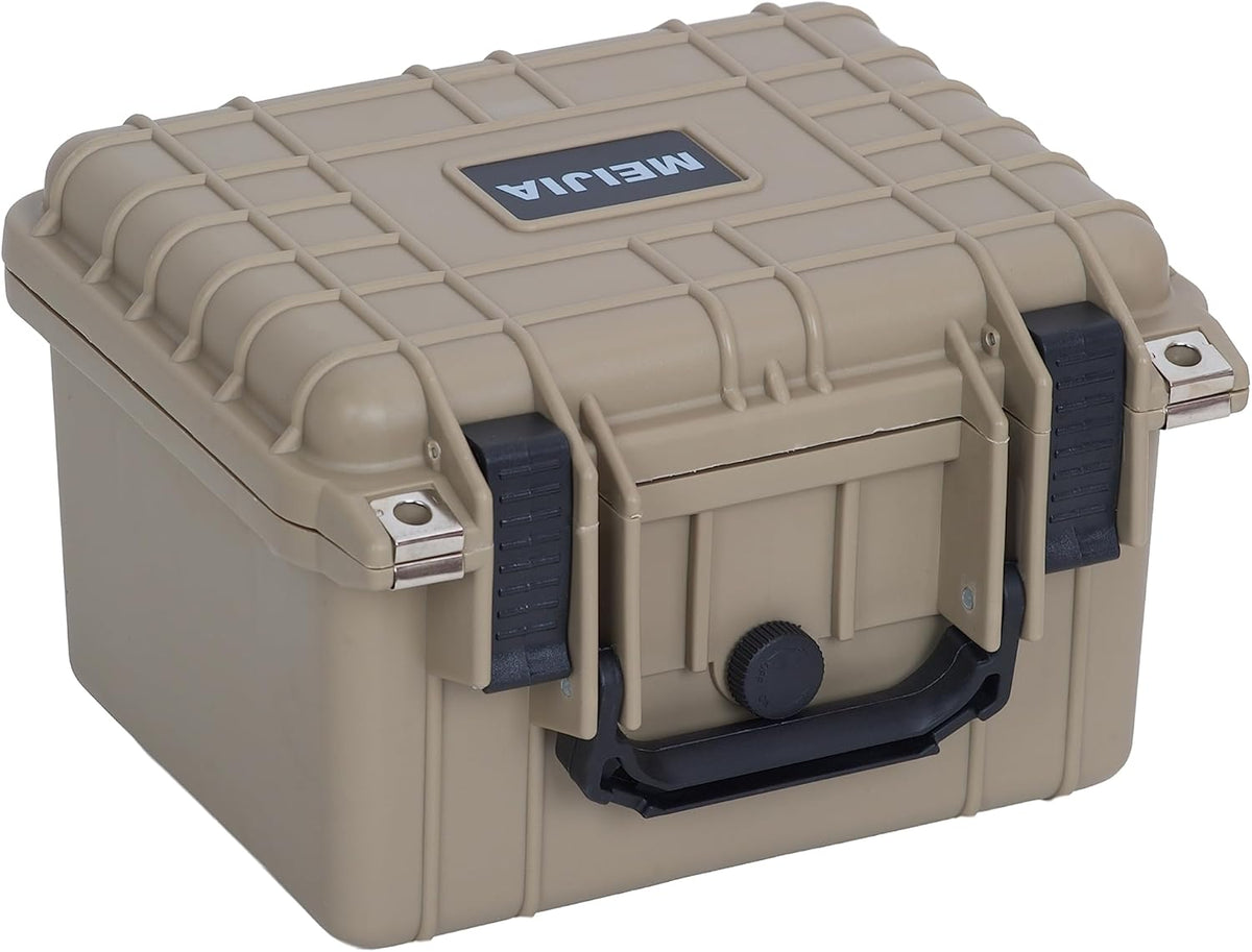 MEIJIA Portable All Weather IP67 Waterproof Camera Case,hard case with Customizable Fit Foam,Fit Use of Drones,Camera,Equipments,10.62 x9.68x6.87inches(Desert Tan)