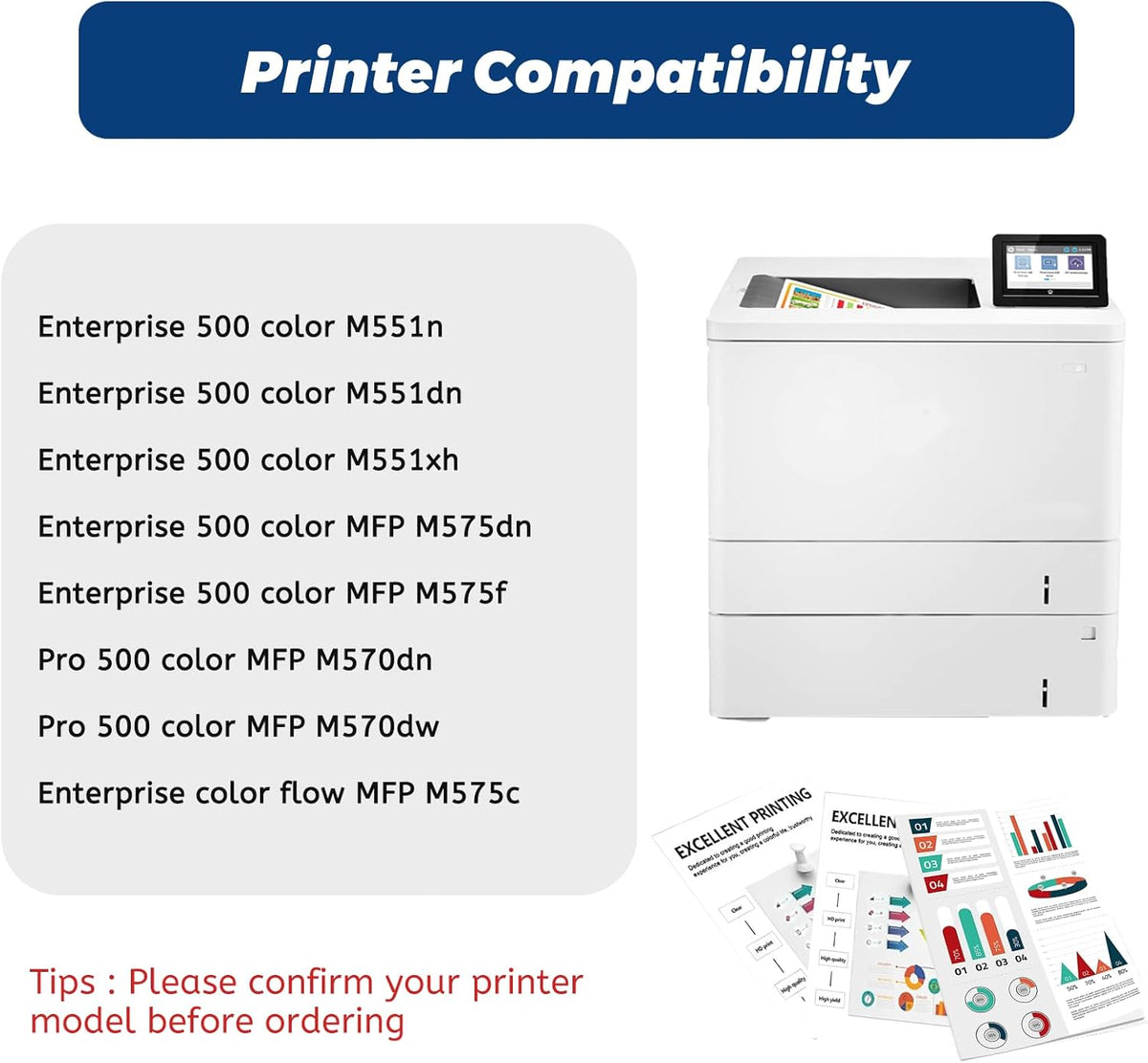 507A Black CE400A Toner Cartridge, Replacement Compatible for HP 507 507X CE400X for HP Laserjet 500 Color m551 m551dn m551n m551xh m570dn m570dw m575c m575dn m575f Printer (1-Pack)
