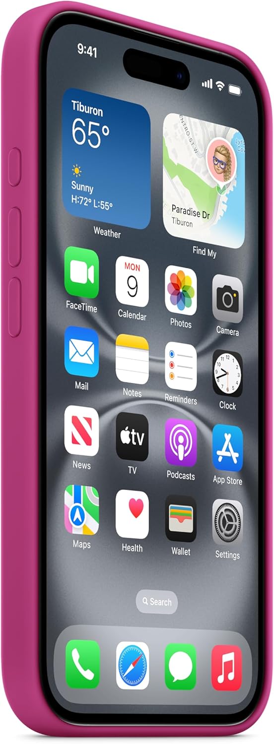 Apple iPhone 16 Silicone Case with MagSafe and Camera Control: Lightweight Phone Case, Wireless Charging Compatible, Smooth Matte Finish; Fuchsia