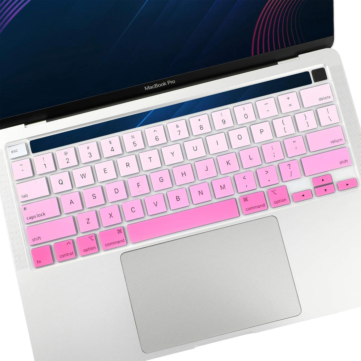 Allinside Keyboard Cover Skin for 2020 MacBook Pro 13 inch A2338 M1 A2251 A2289 and 2019 MacBook Pro 16 inch A2141 with Touch Bar & Touch ID, Ombre Pink