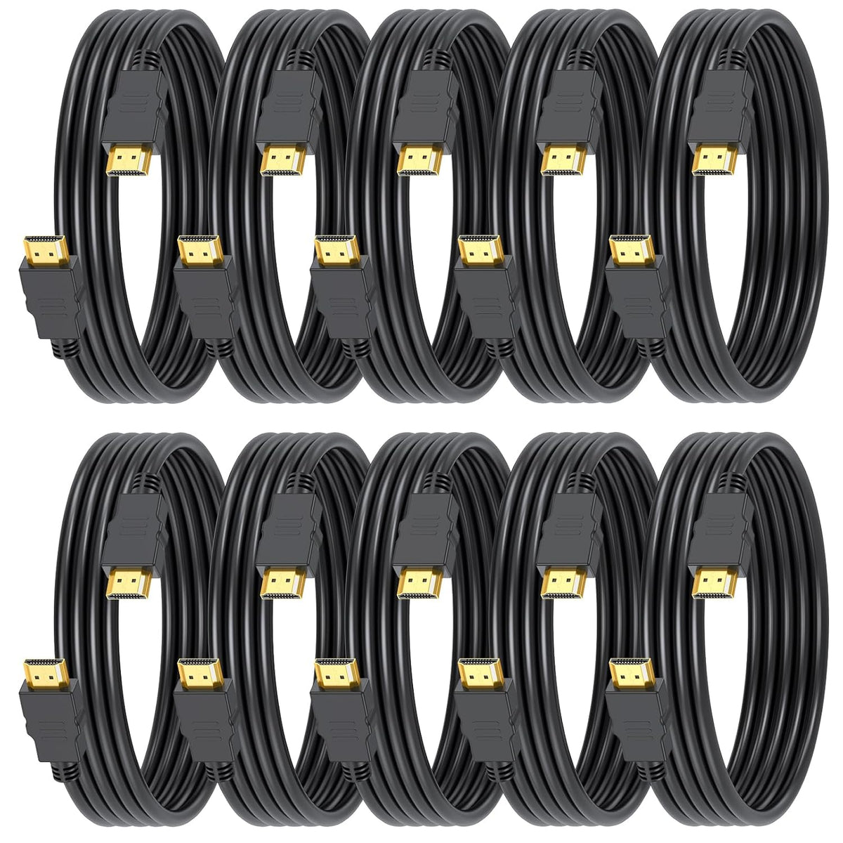 4K 6FT 10 Pack, 2.0 CL3 4K@60Hz, 2K@120Hz, 3D, PS5, HDMI Cable High Speed HDMI Shielded Rated Cord for Gaming Monitor