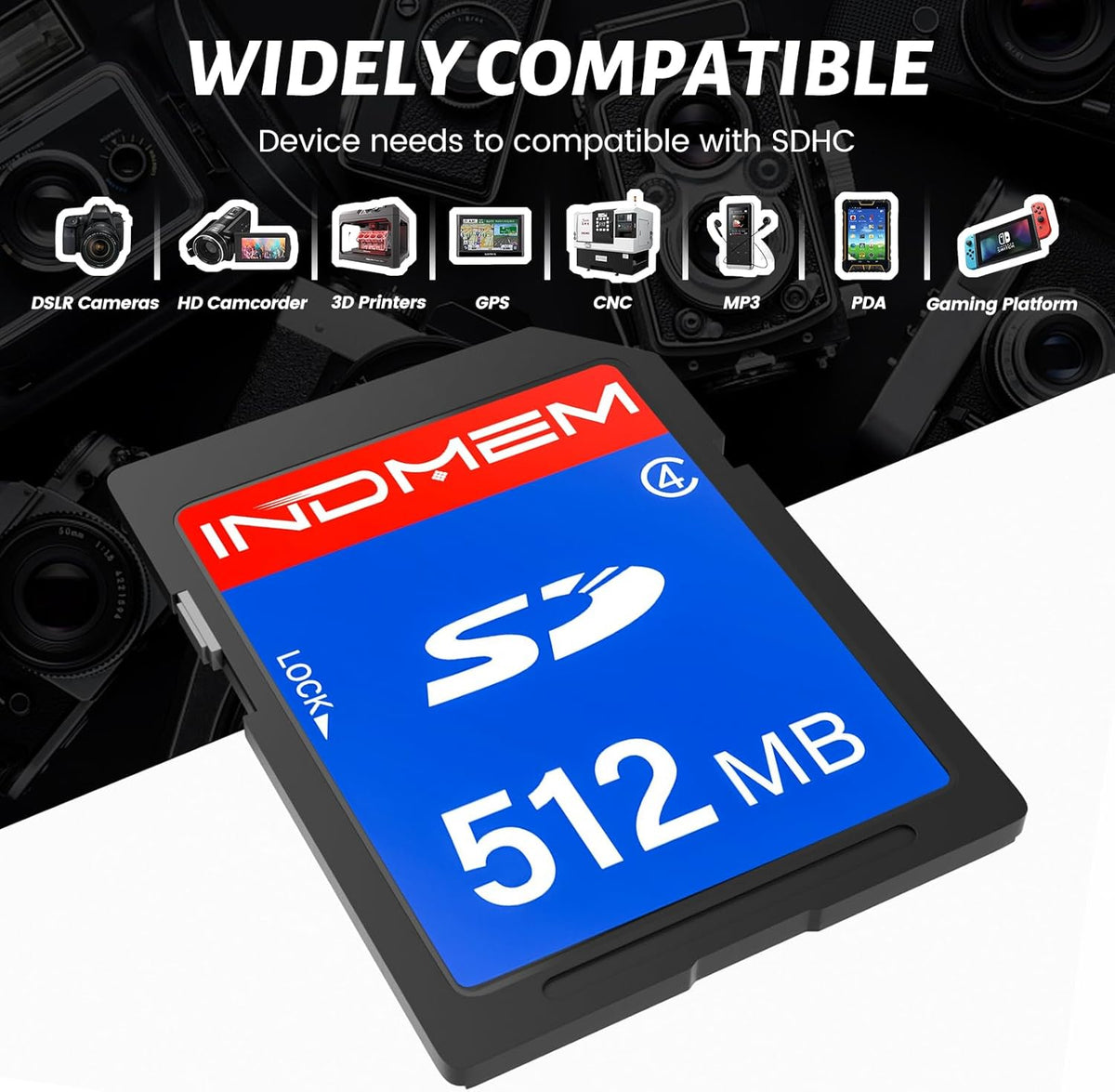 INDMEM SD Card 512MB, 6 Packs Class 4 512MB Flash Memory Card MLC Standard Secure Digital Cards Camera Cards