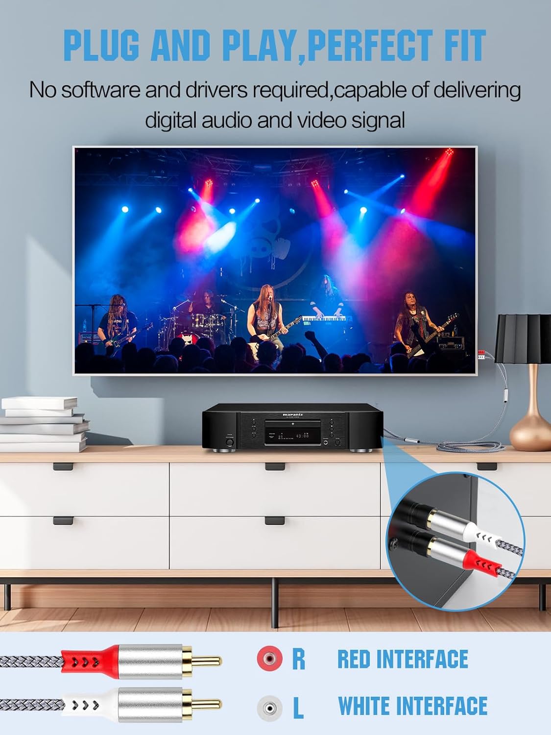 2 Pack 2RCA to 2RCA Cable 2 RCA Male Hi-Fi Systems Audio Stereo Subwoofer Cable Nylon-Braided Auxiliary Audio Cord for Home Theater HDTV Amplifiers Hi-Fi Systems Speakers and etc 6.6Ft Silver