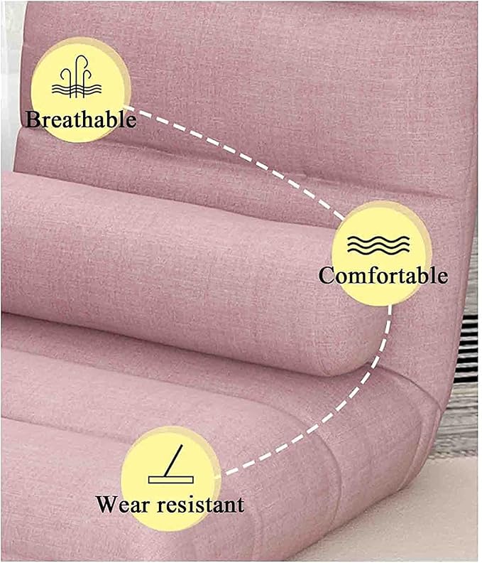 Indoor Loungers Heavy Duty Floor Chair with Back Support Home &amp Office Relax Seat Cushions Fold Up Padded Bed Chair (Color : Pink)