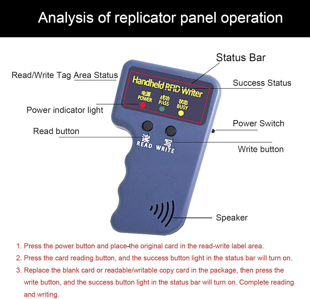 Generic T5577 RFID Handheld id Copier RFID Smart id Card Duplicator Used for id keyfobs and Cards