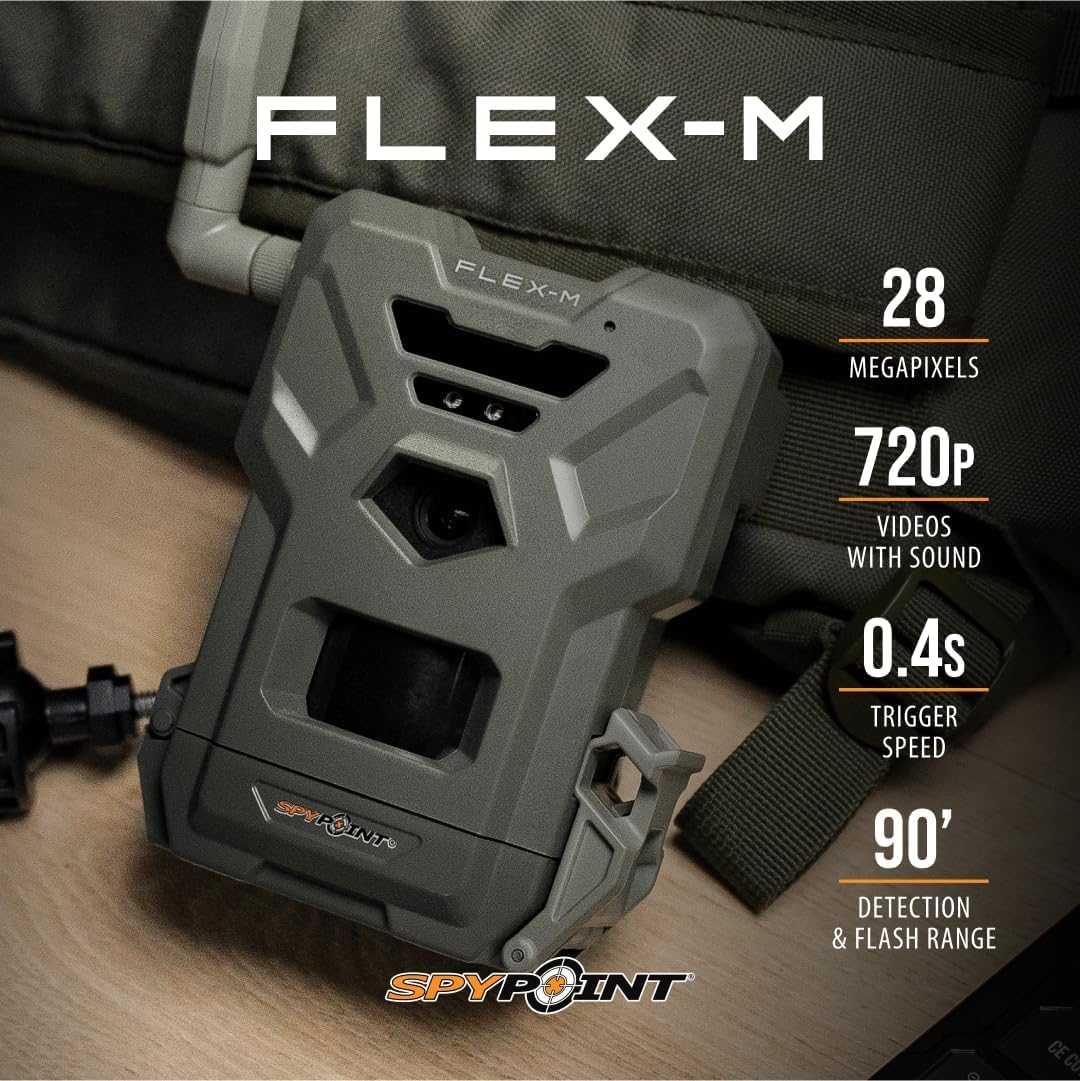 SPYPOINT Flex-M Twin Pack Cellular Trail Cameras - 2 SD Cards Included, Best Hunting Accessories, No WiFi Needed, GPS, Night Vision, IP65