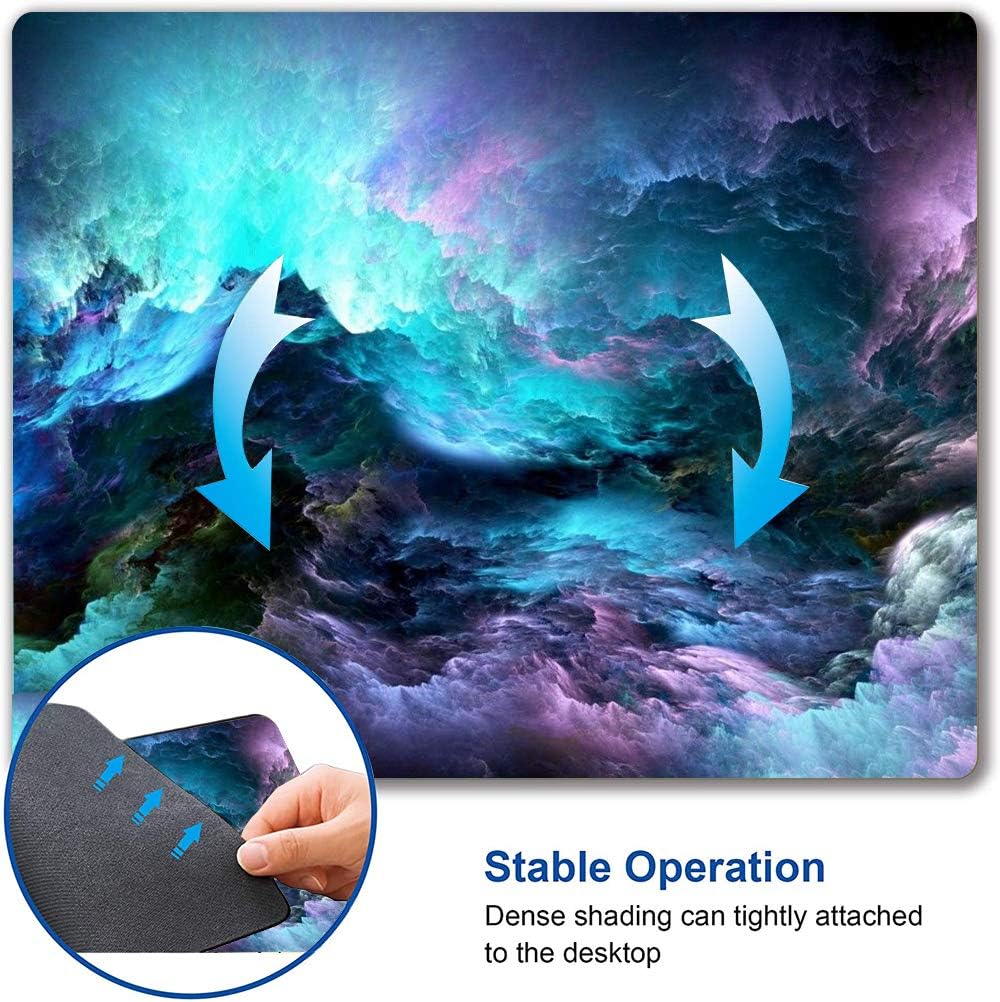 Rainbow Cloud Mouse Pad, Modern Pretty Space Gaming Mouse Mat - Square, Waterproof, Non-Slip Rubber Base - 9.5"x7.9"x0.12" Inch - For Office, Home, Laptop, Travel